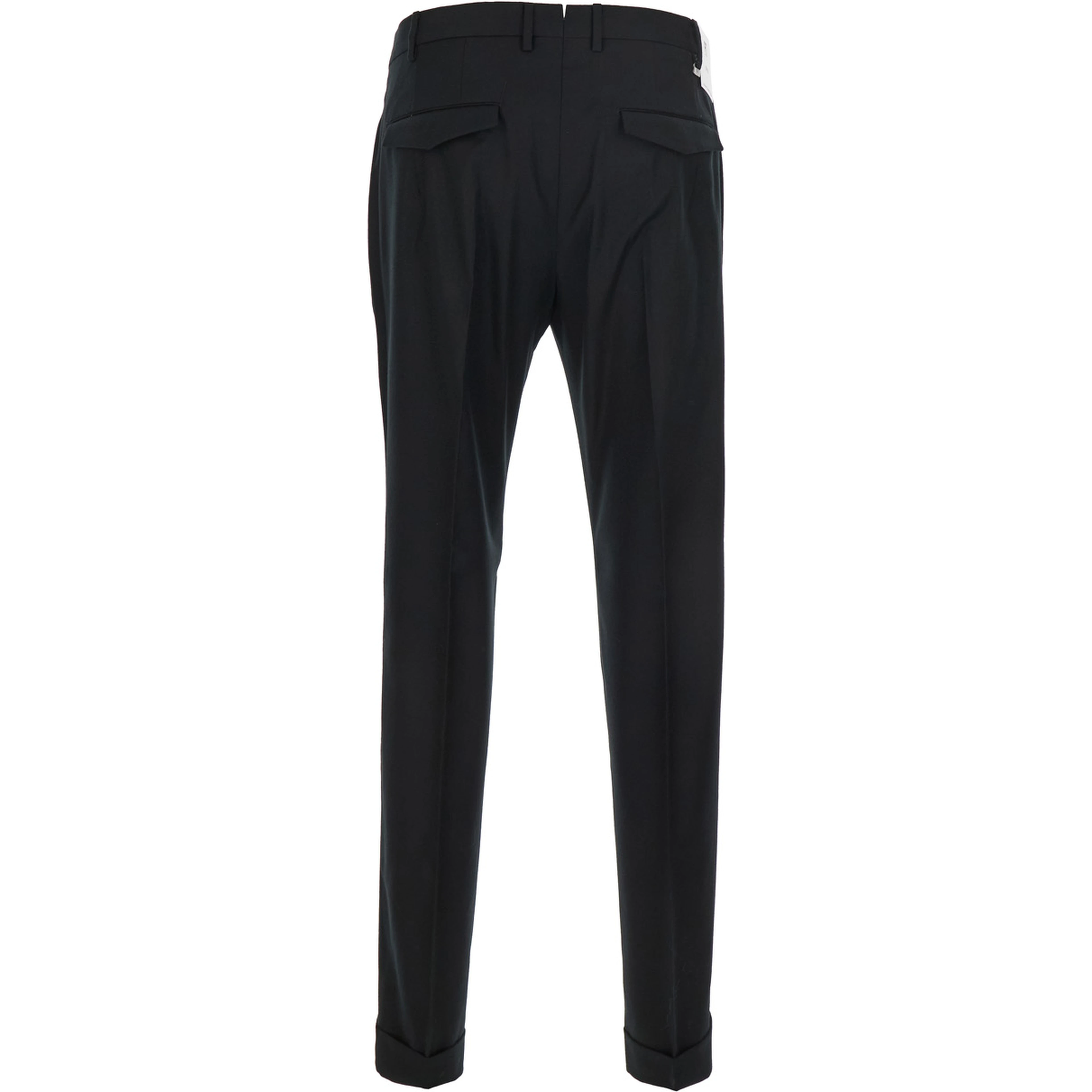 Slim Pants with Hidden Closure in Black Virgin Wool for Men