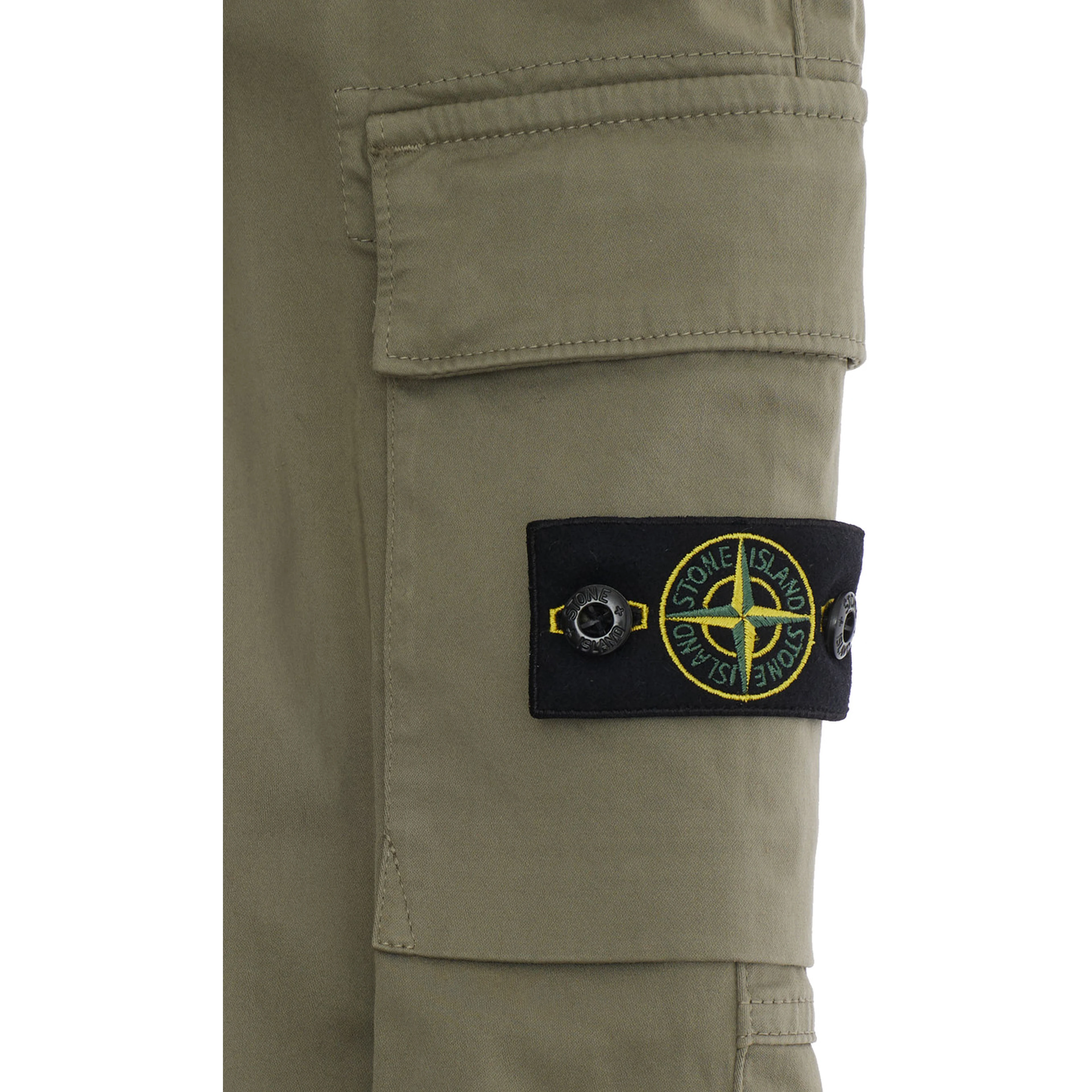 Beige Pants with Two Cargo Front Pockets and Logo Patch on the front in tech fabric boy