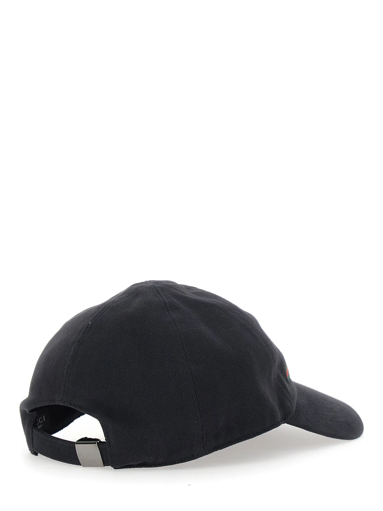 GUCCI Fake black Hat with embroidered logo on the front in cotton for men alternative