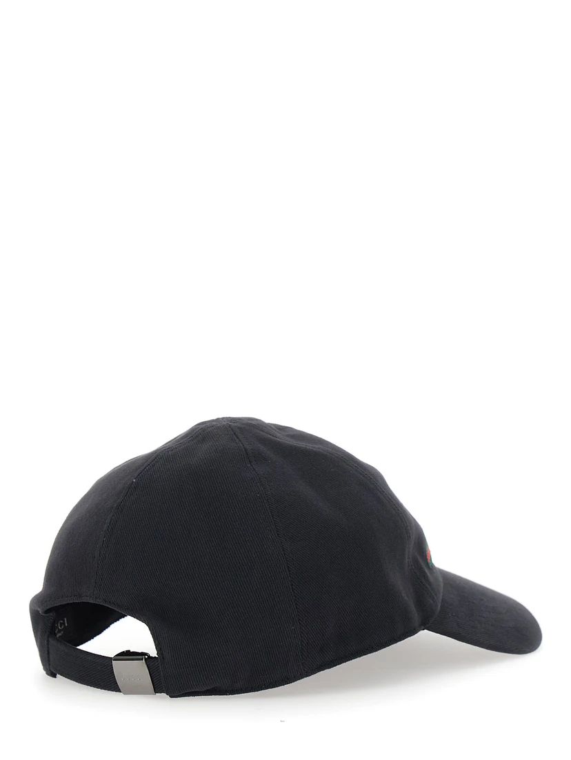 GUCCI Fake black Hat with embroidered logo on the front in cotton for men