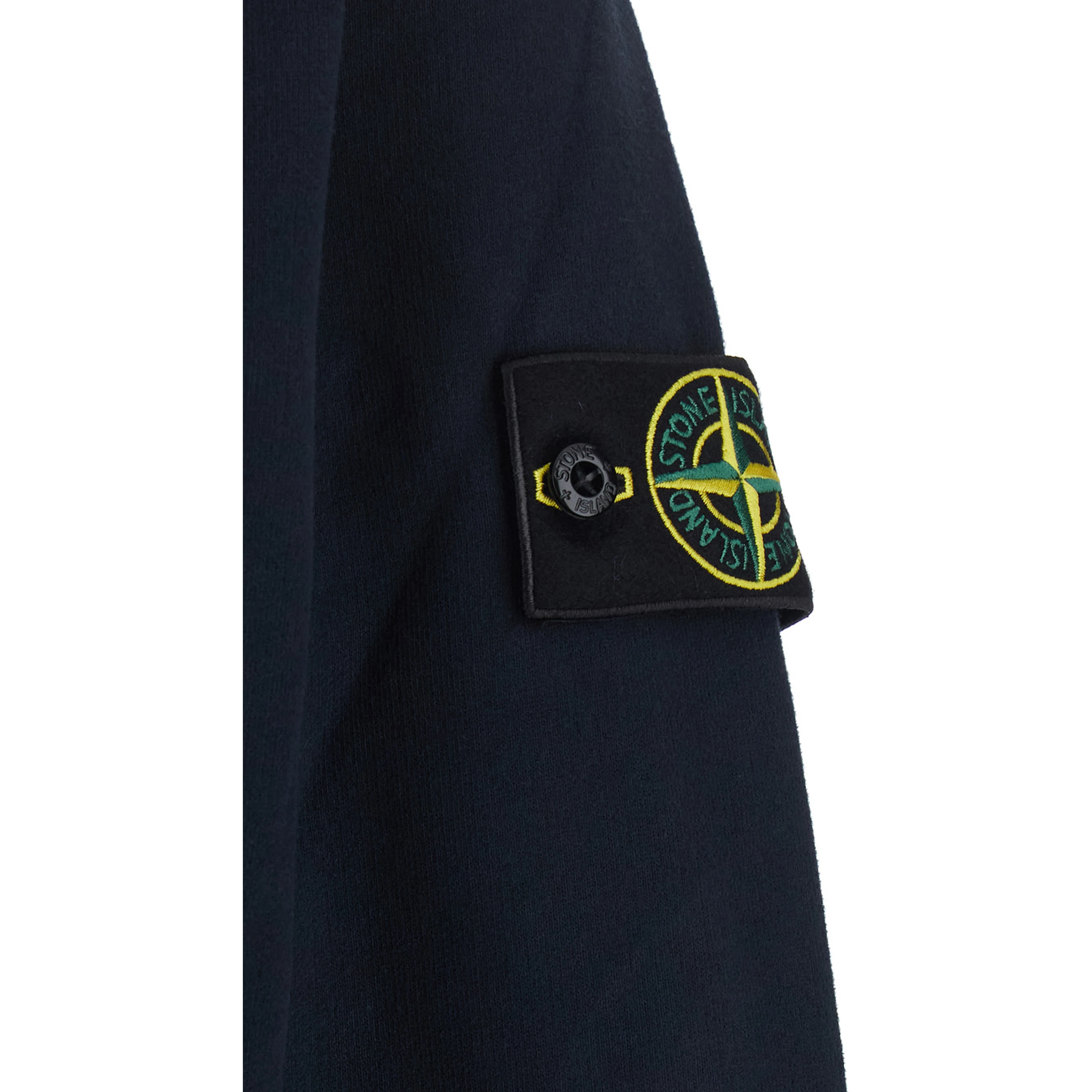 Blue Crewneck sweatshirt with logo patch on the sleeve in cotton for men