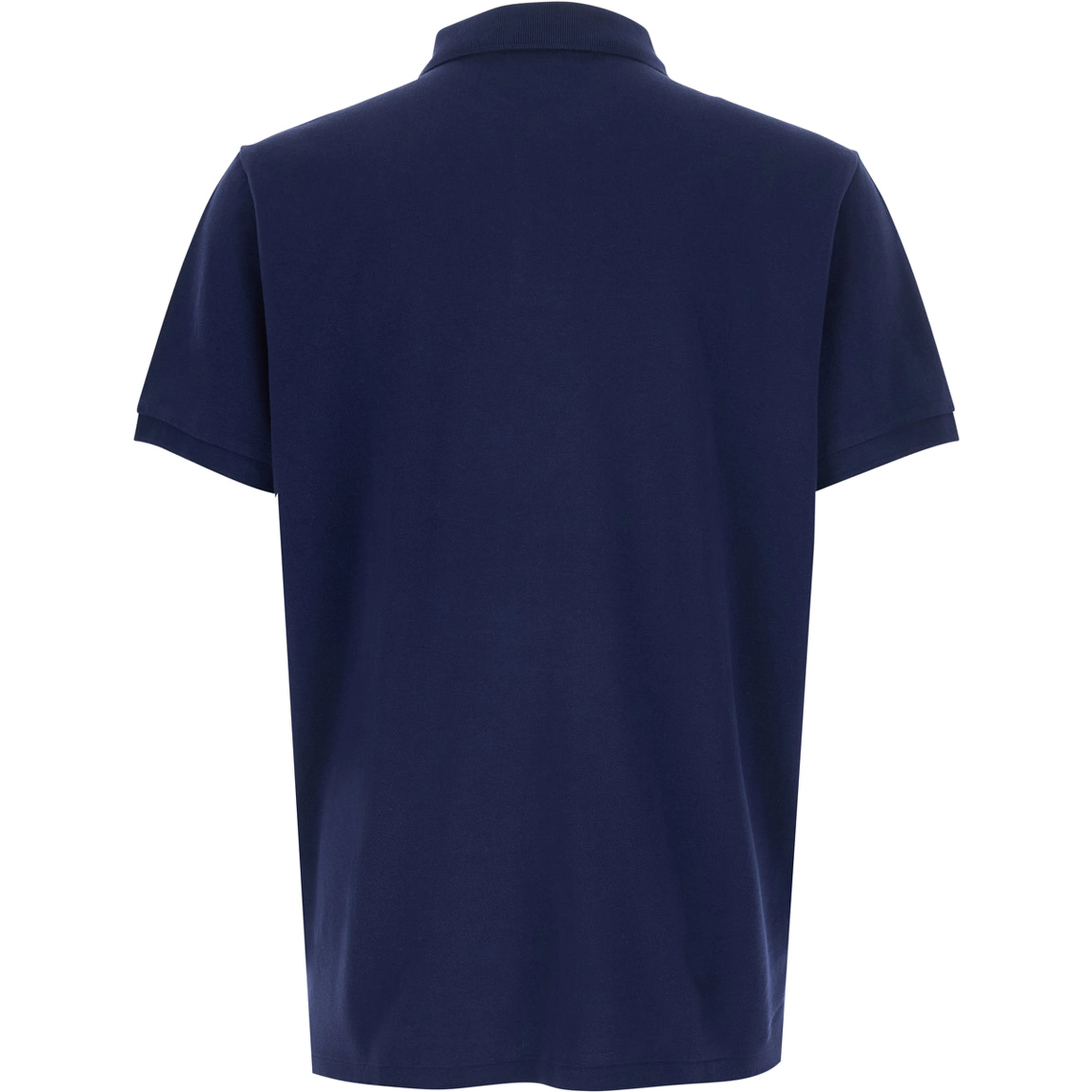 Blue Polo Shirt with Patch Logo on the Front and Classic Collar in Cotton for Men