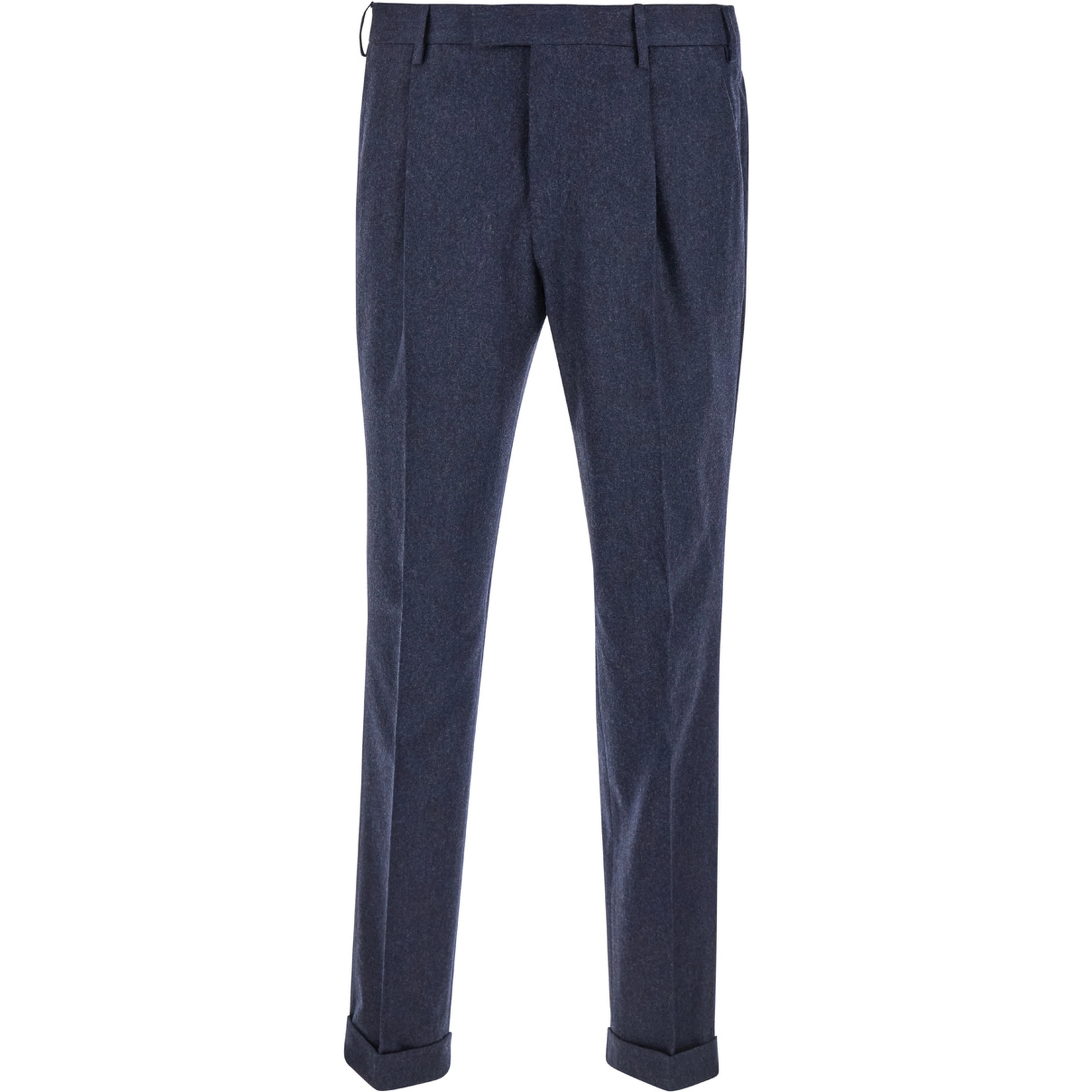 Slim Pants with Hidden Closure in Dark Blue Fabric for Men