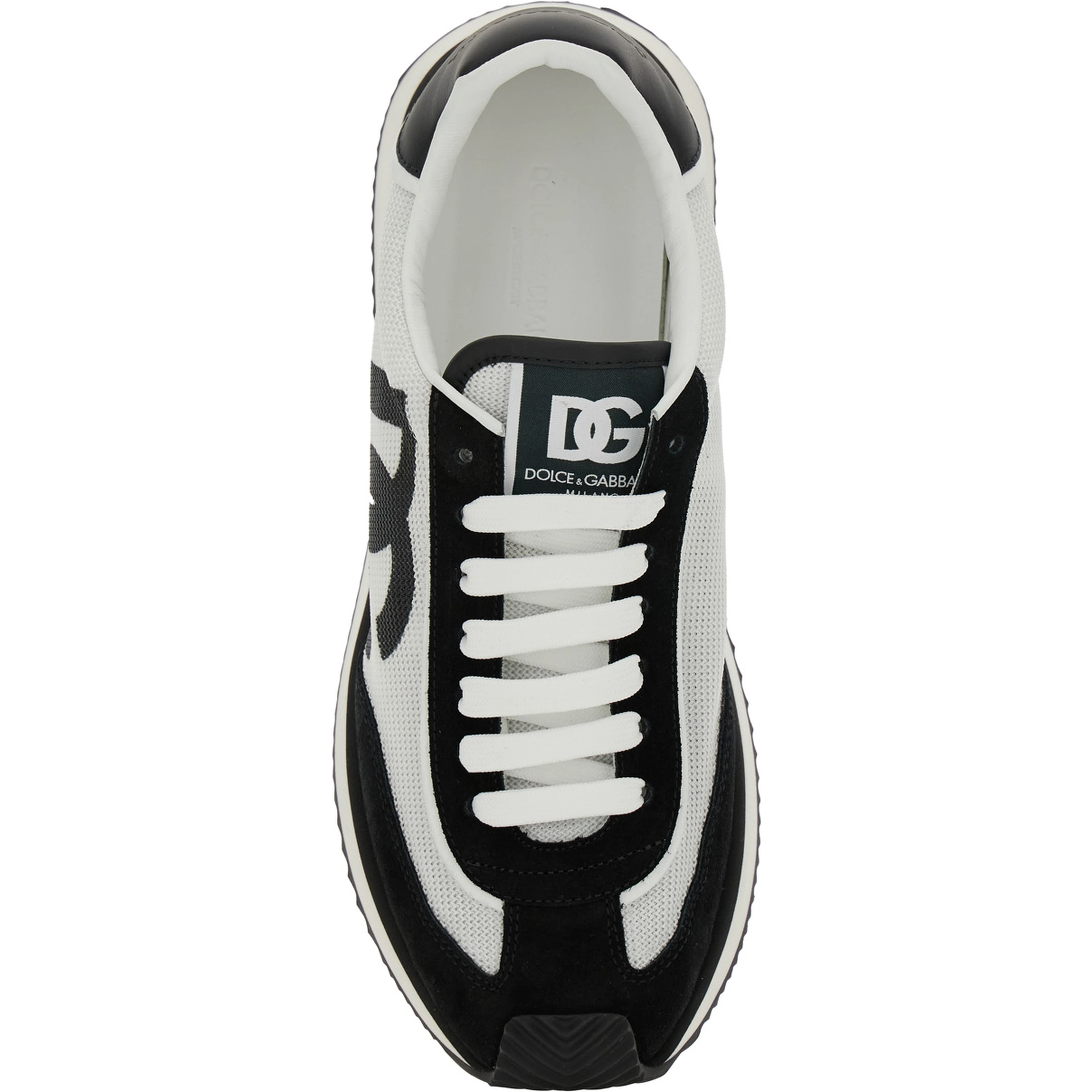 Sneaker Aria with Logo Patch on the Tongue and Side in White and Black Leather Men