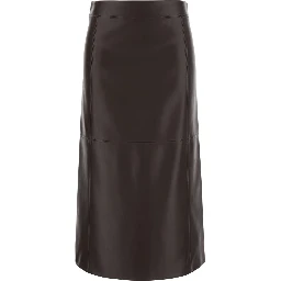 Crisma Brown Midi Skirt with Zip Closure at the Back in Leather for Women