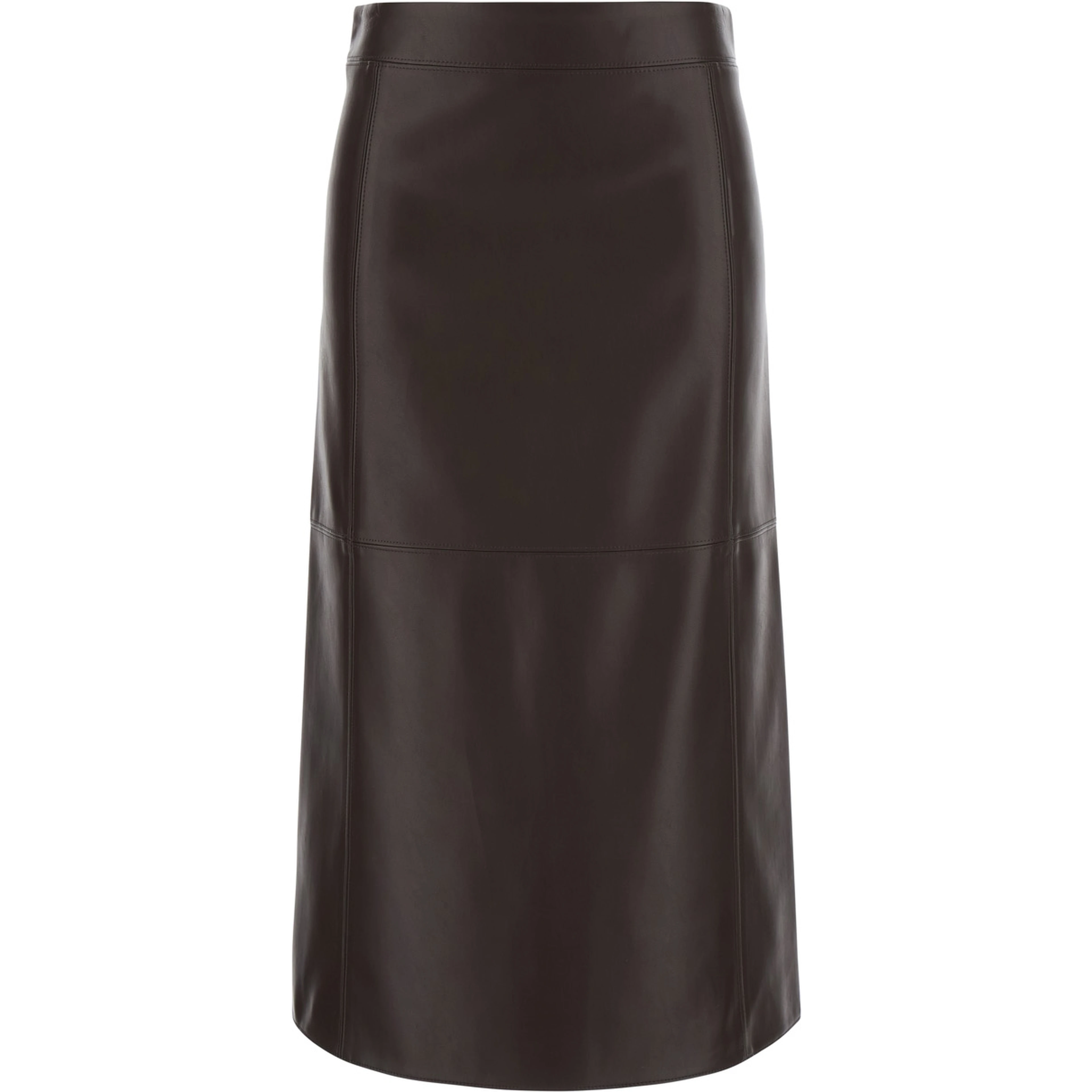 Crisma Brown Midi Skirt with Zip Closure at the Back in Leather for Women