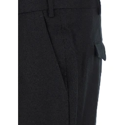 Slim Pants with Hidden Closure in Black Virgin Wool for Men