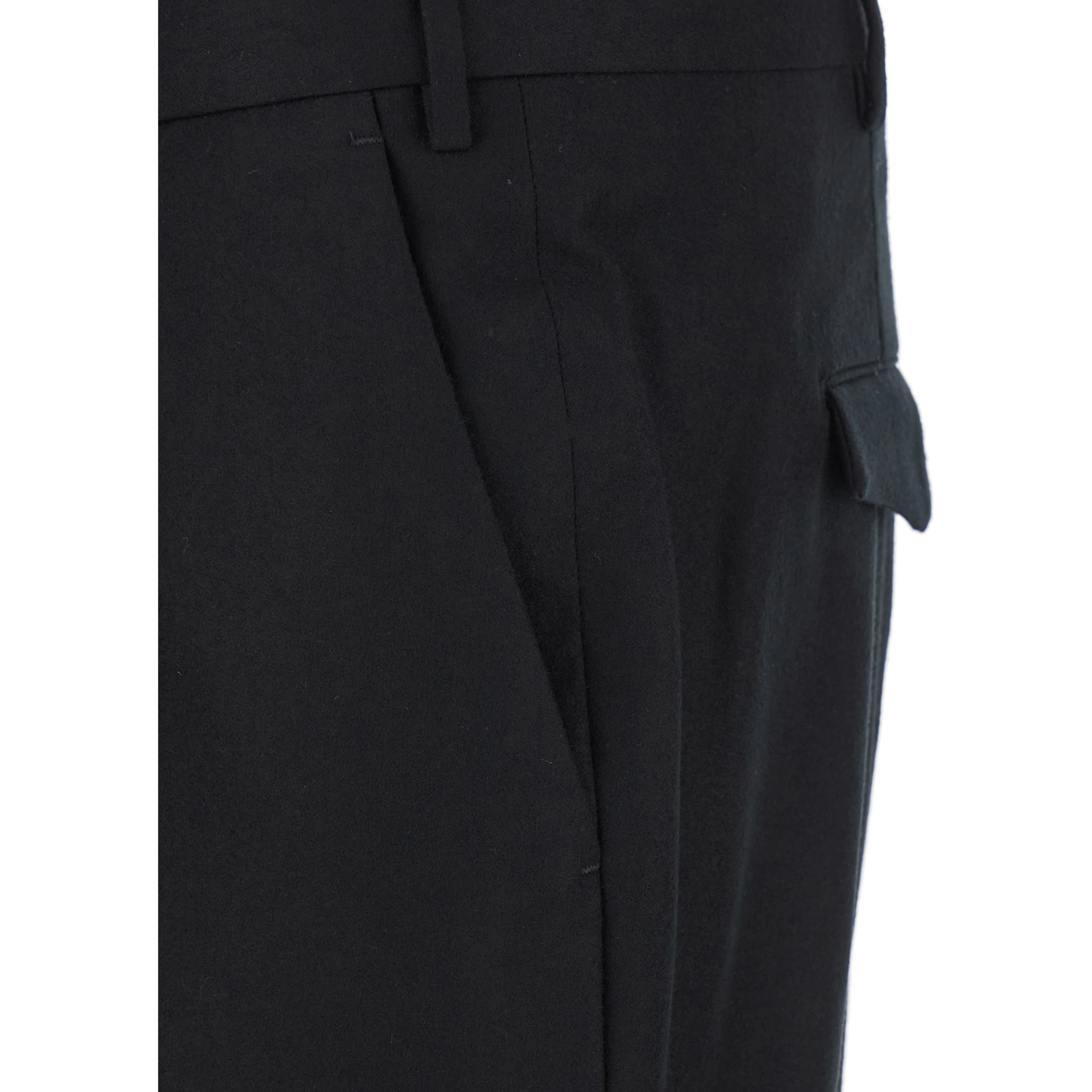 Slim Pants with Hidden Closure in Black Virgin Wool for Men