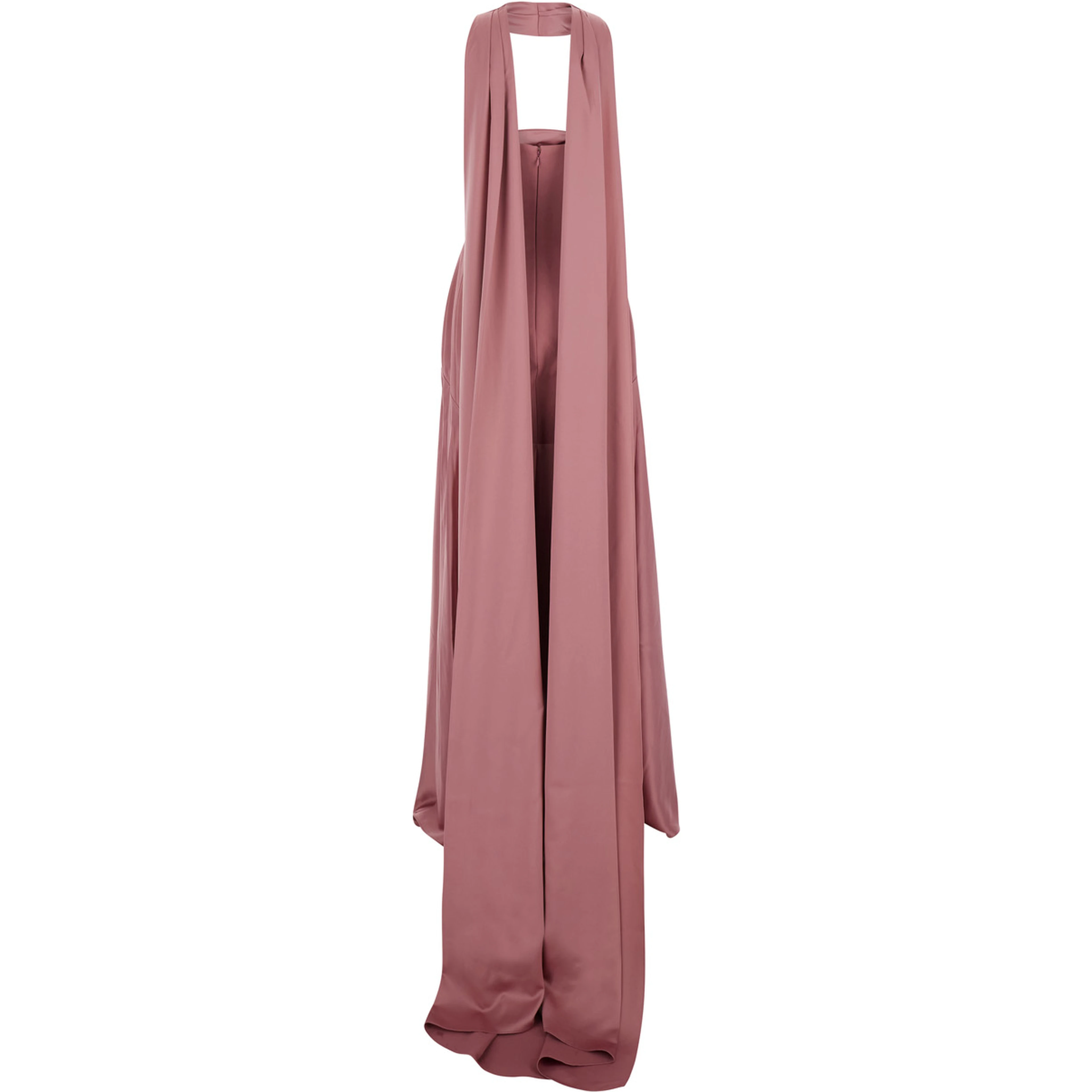 Mae Pink long dress with Removable Scarf and Internal Boned Bodice in Tech Fabric for Women