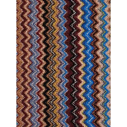 multicolor Scarf with Zig Zag motif all-over and fringed edge in blend wool and fabric for men