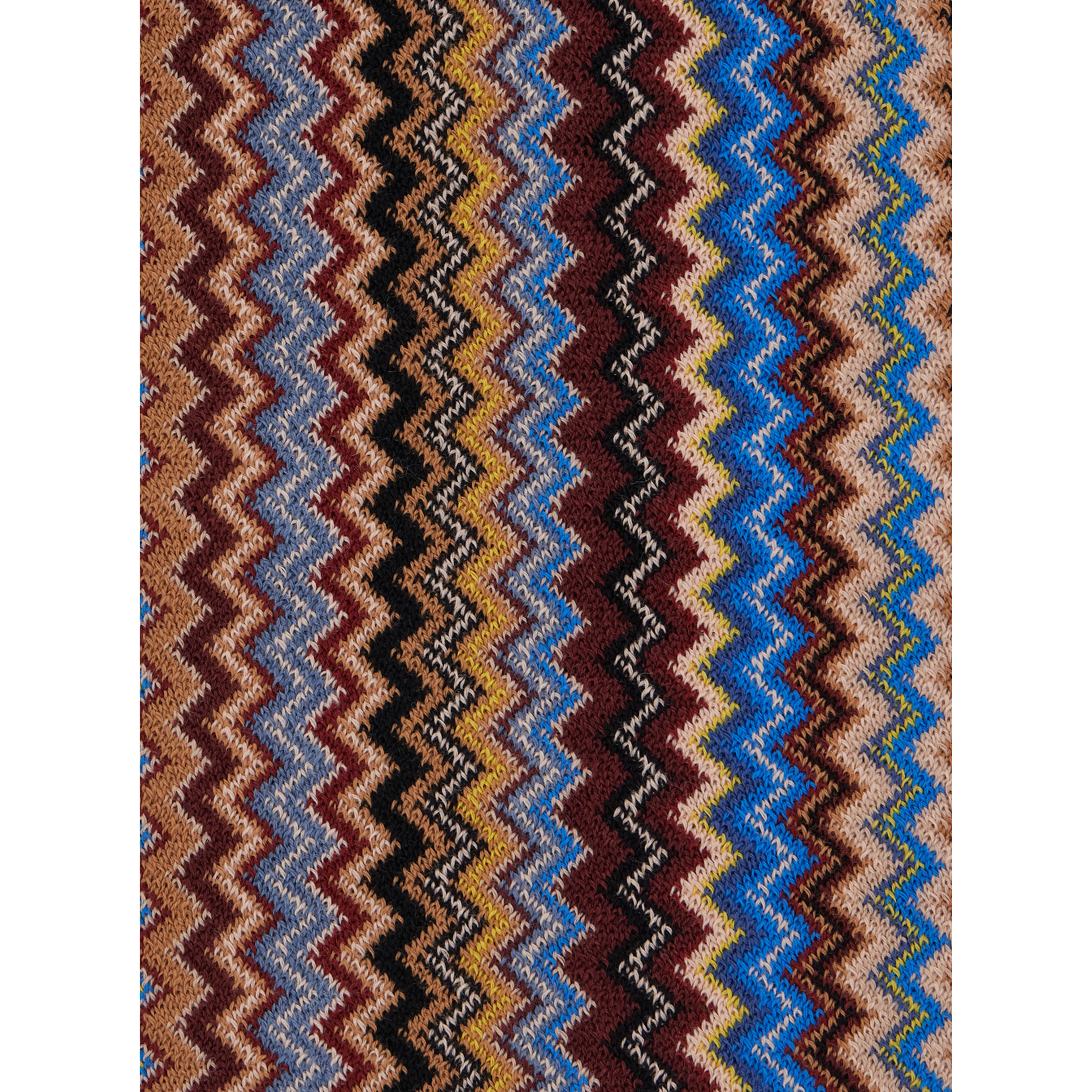 multicolor Scarf with Zig Zag motif all-over and fringed edge in blend wool and fabric for men