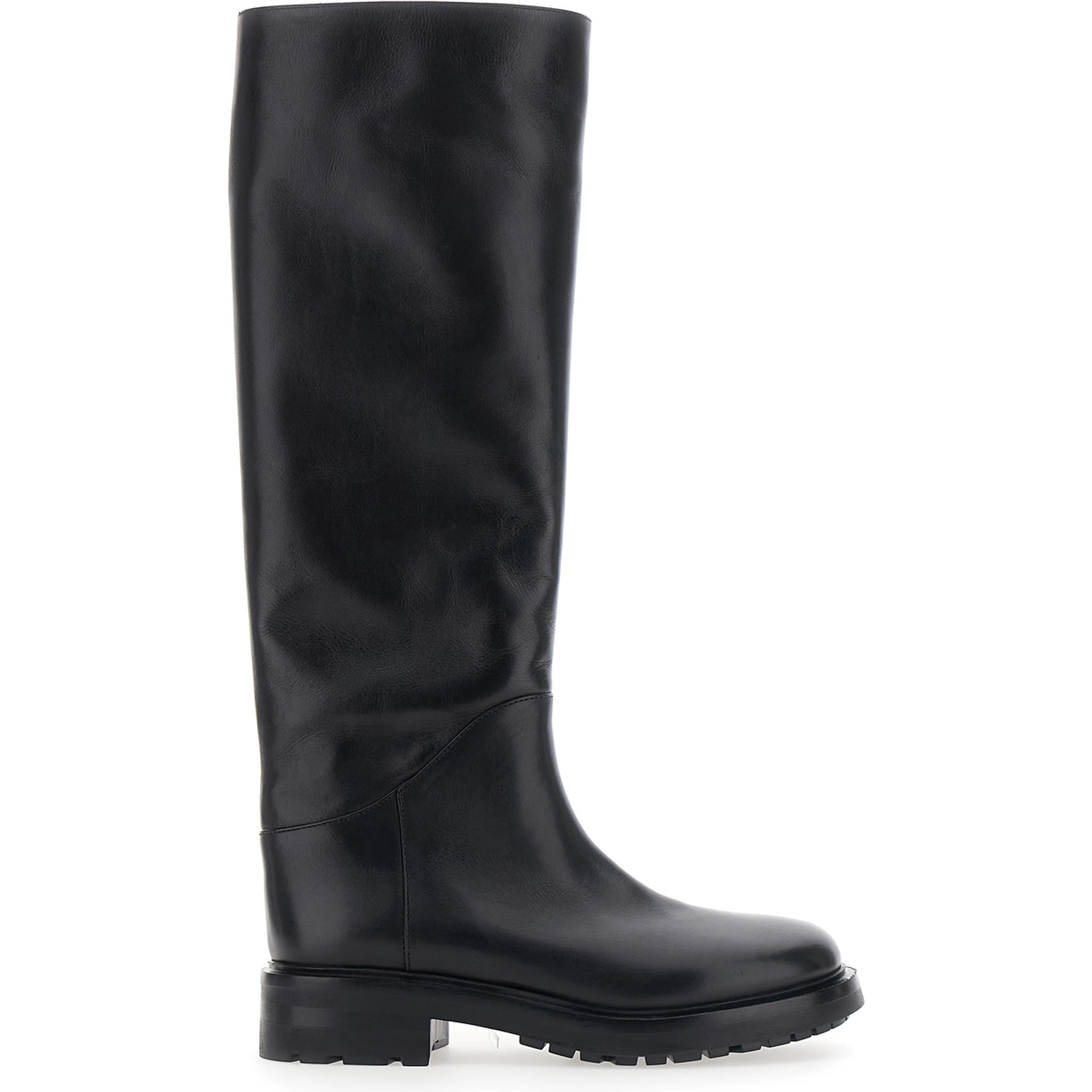 MARENGO black Boots with slip-on design in leather for women