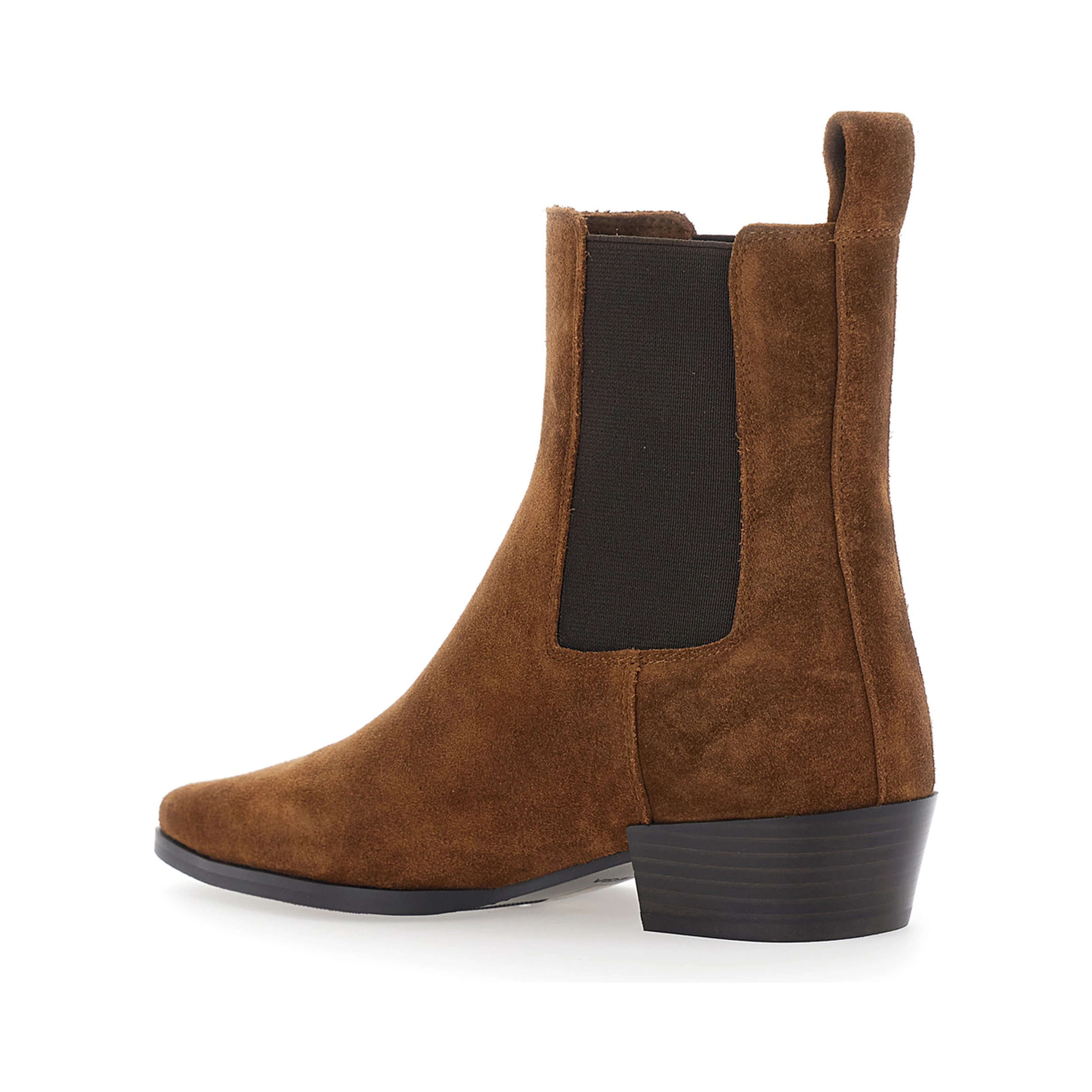 Nina Brown Pointed Ankle Boots with Elasticated Straps in Suede for Women