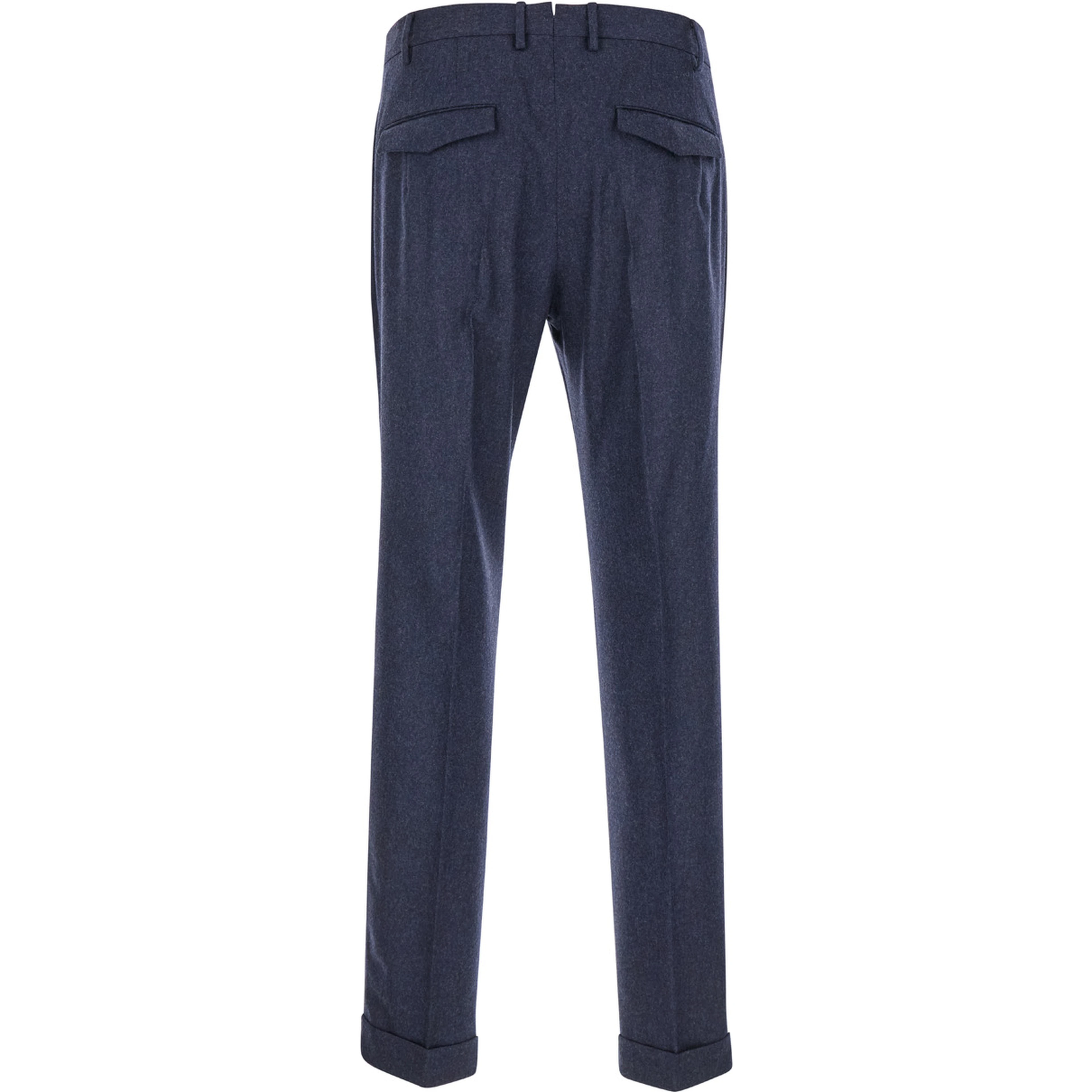 Slim Pants with Hidden Closure in Dark Blue Fabric for Men