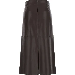 Crisma Brown Midi Skirt with Zip Closure at the Back in Leather for Women