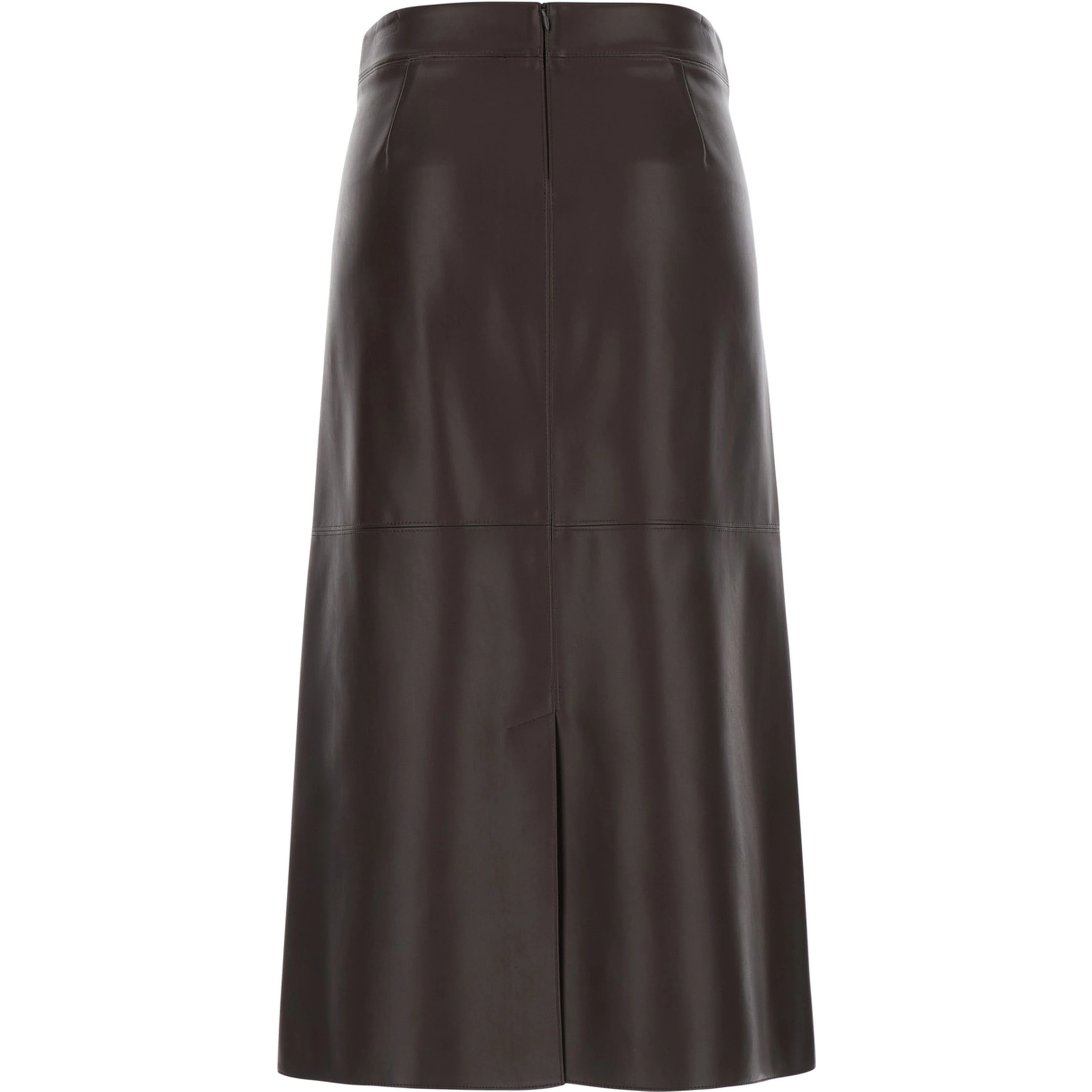 Crisma Brown Midi Skirt with Zip Closure at the Back in Leather for Women