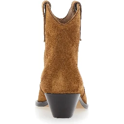 Dewina Brown Ankle Boots with Medium Heel in Suede for Women