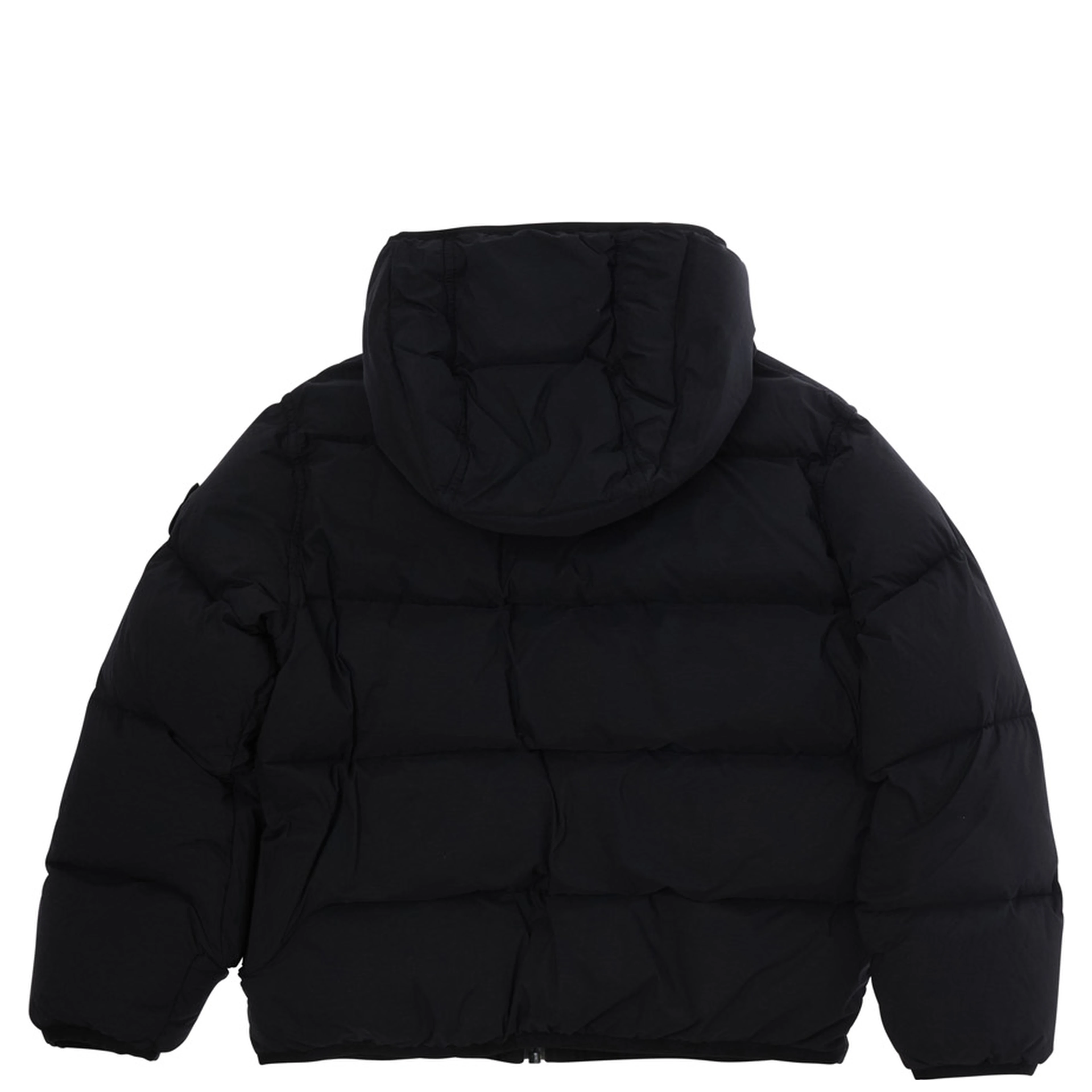 Short Parka with Hood and Pockets in Black Tech Fabric Boy