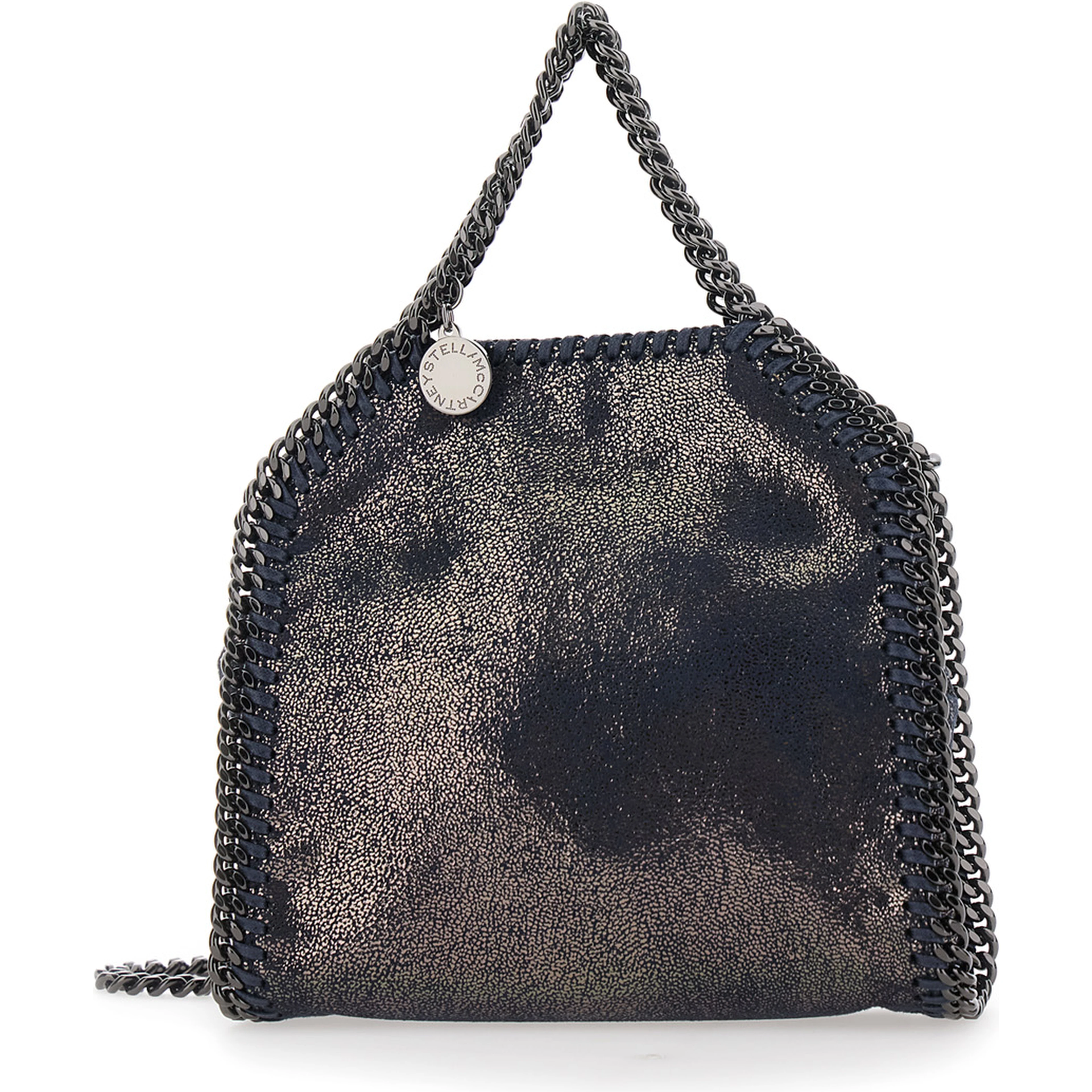 Falabella Tiny Tote Bag with Dark Ruthenium Chain and Blue Ecoleather