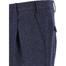 Slim Pants with Hidden Closure in Dark Blue Fabric for Men