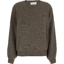 Veira brown Sweater with Dropped shoulders and ribbed details in cashmere women