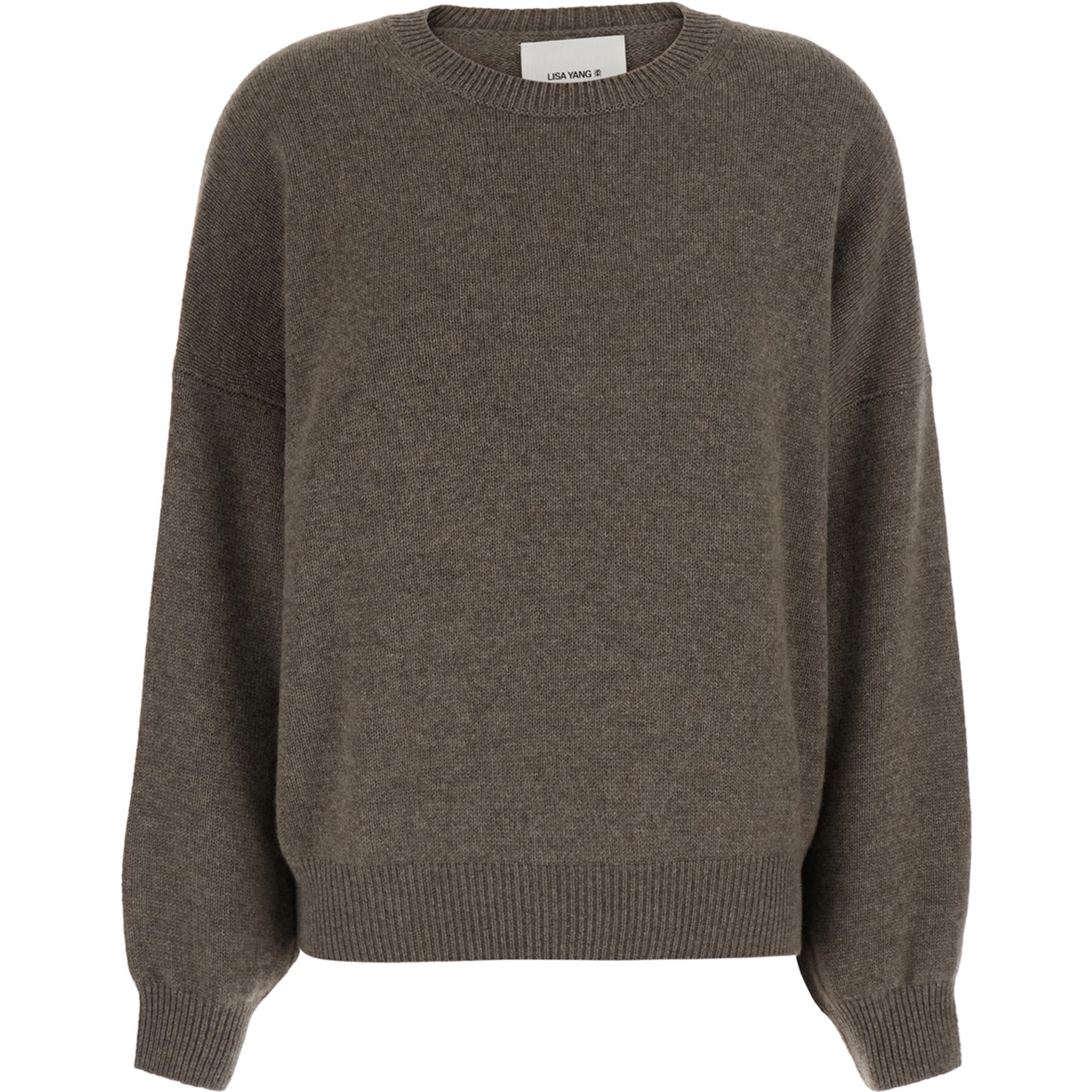 Veira brown Sweater with Dropped shoulders and ribbed details in cashmere women