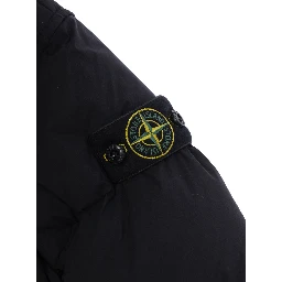 Short Parka with Hood and Pockets in Black Tech Fabric Boy