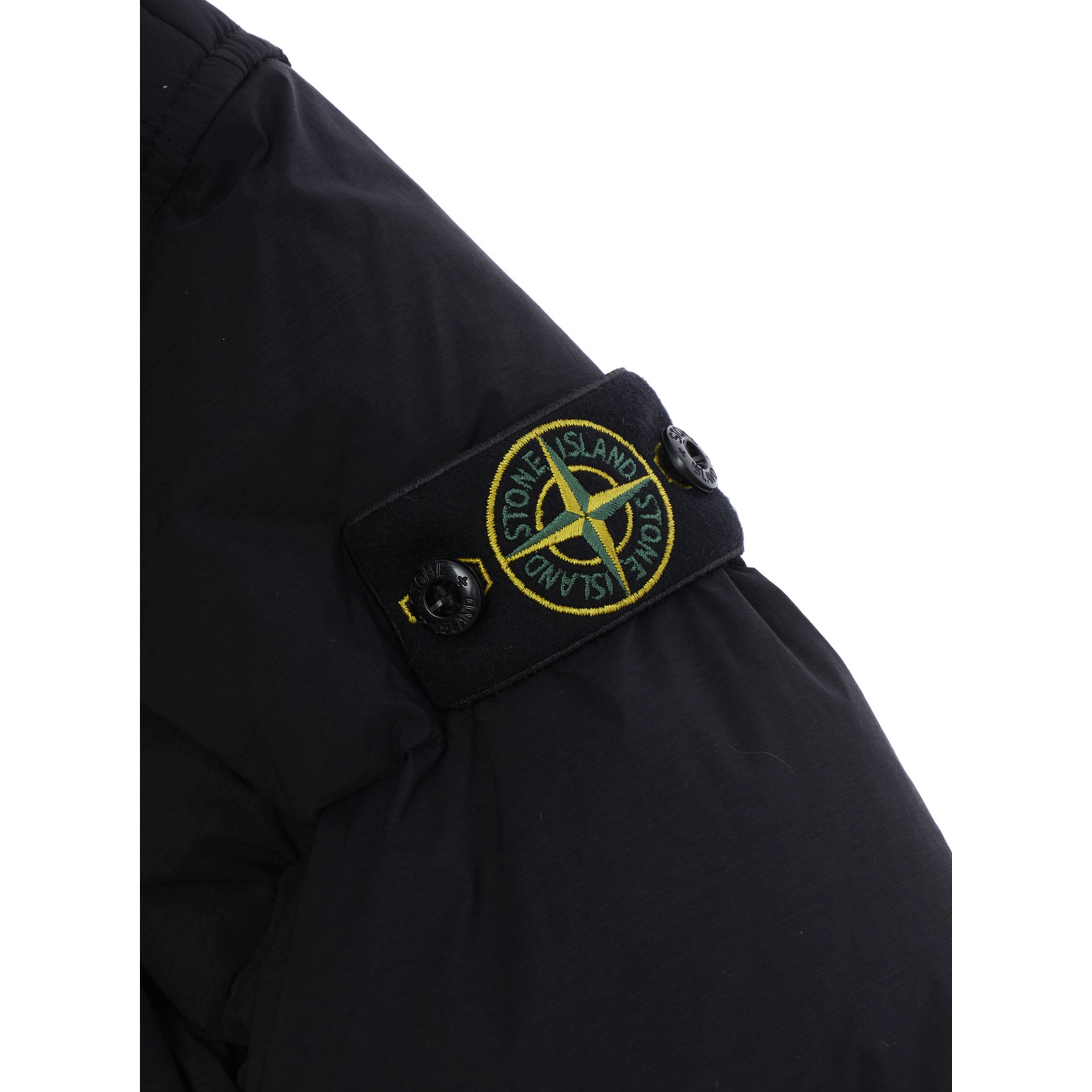 Short Parka with Hood and Pockets in Black Tech Fabric Boy