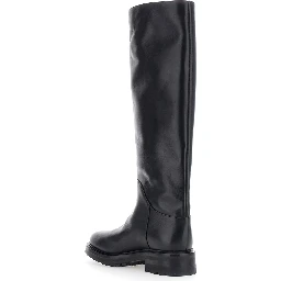 MARENGO black Boots with slip-on design in leather for women