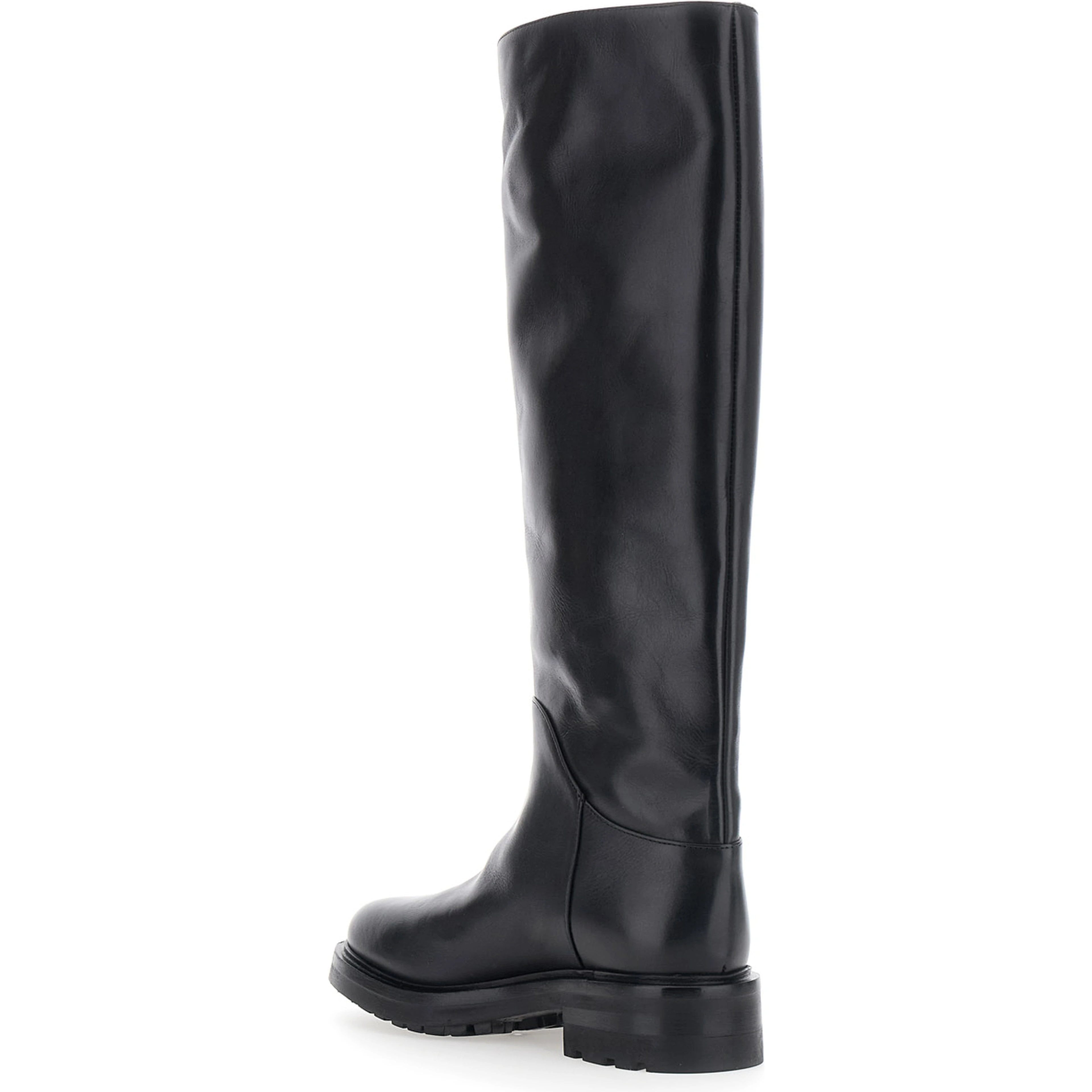 MARENGO black Boots with slip-on design in leather for women