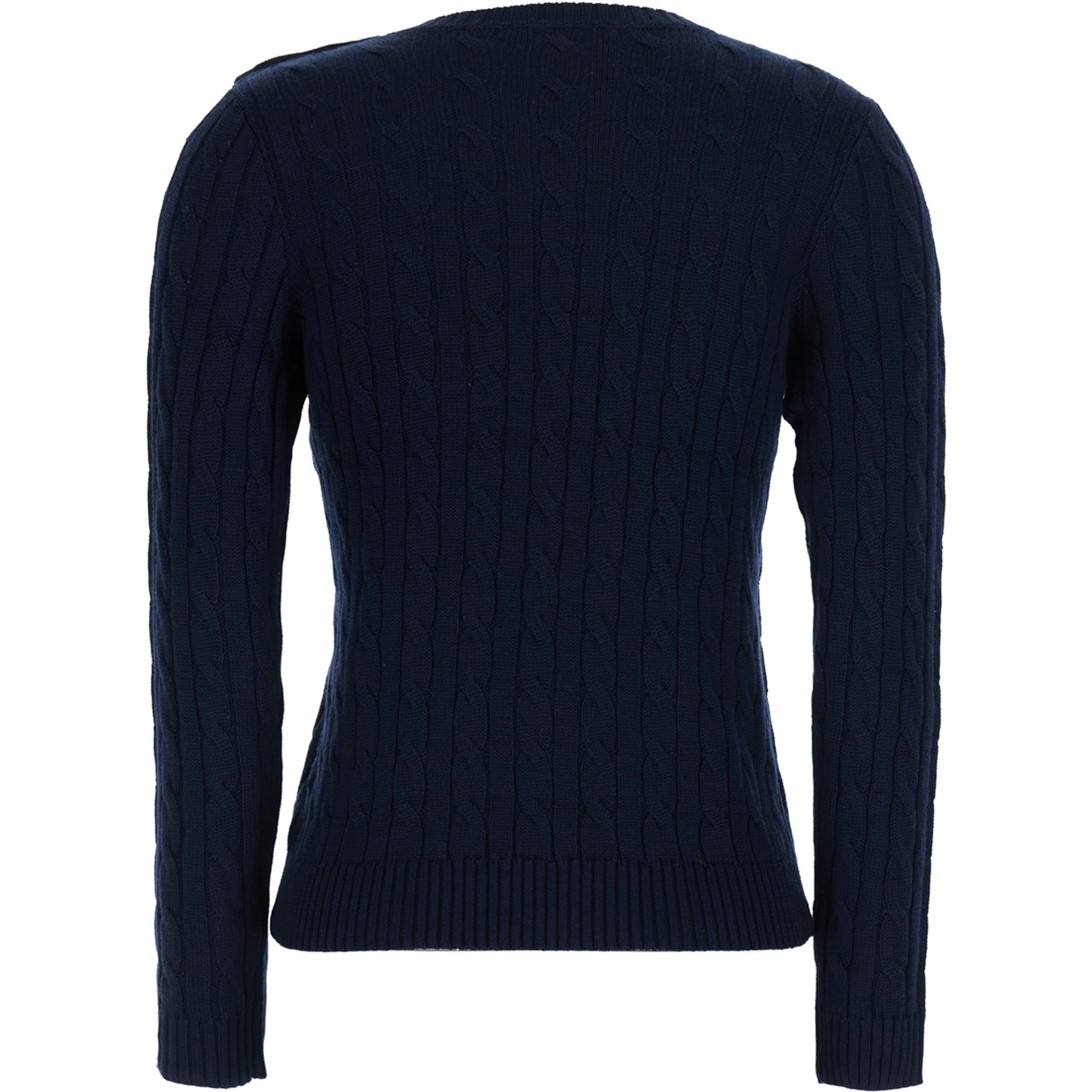 blue Crewneck sweater with cable knit and logo on the front in cotton Blend women
