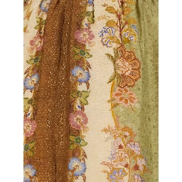Indra  Multicolor Pants with Elastic Drawstring Waist and All-Over Pattern in Silk for Women