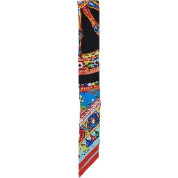 Multicolor Scarf with All-Over Carretto Print in Silk for Women