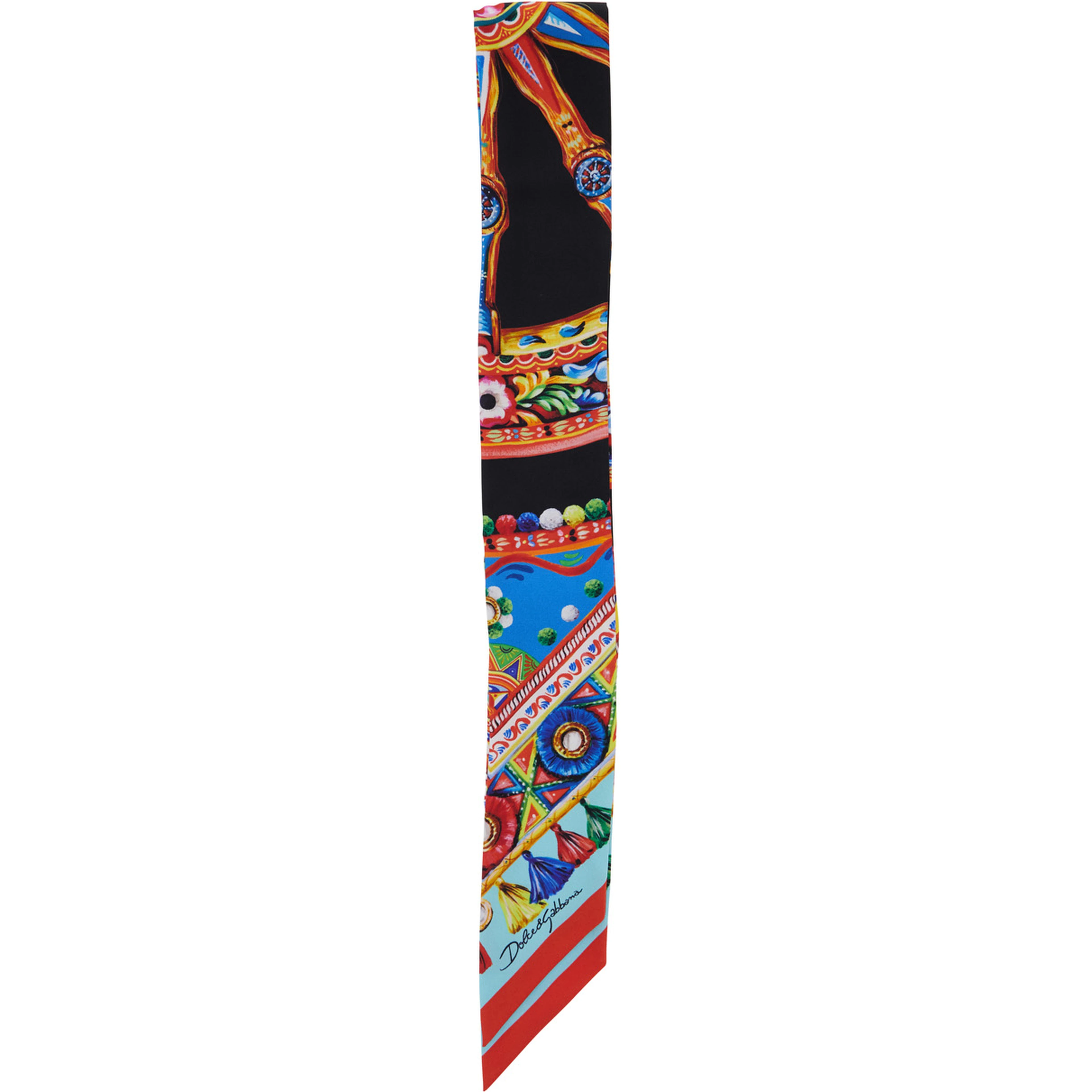Multicolor Scarf with All-Over Carretto Print in Silk for Women