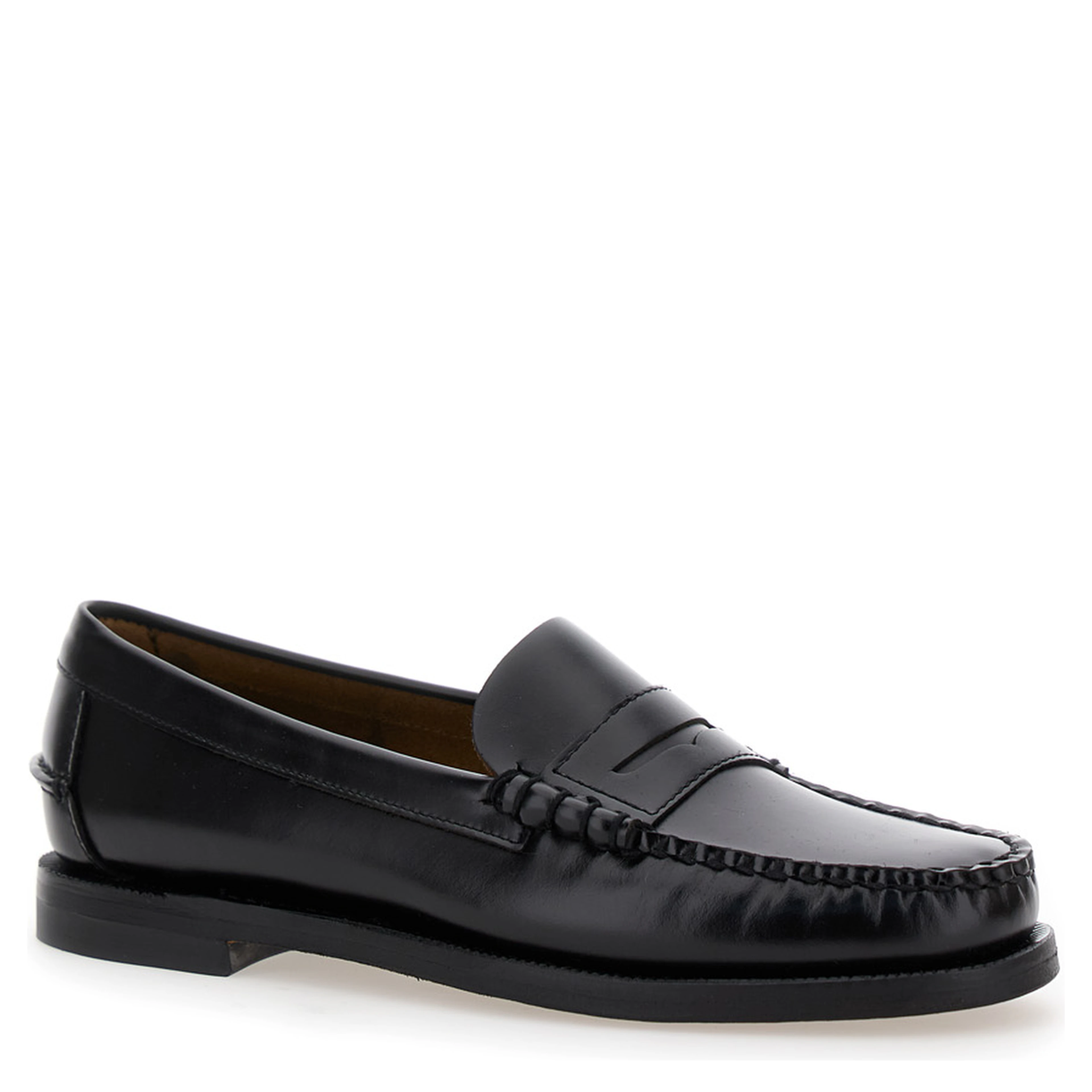Loafers CLASSIC DAN WOMAN Black with Rounded Toe in Leather