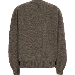 Veira brown Sweater with Dropped shoulders and ribbed details in cashmere women