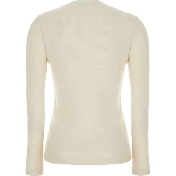 White V-Neck Sweater in Cotton for Women