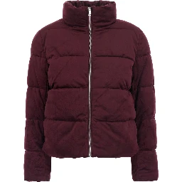 Down jacket VV POLY PFFR-INSULATED-COAT with front closure, high collar and pockets, in Tech Fabric, Bordeaux, woman