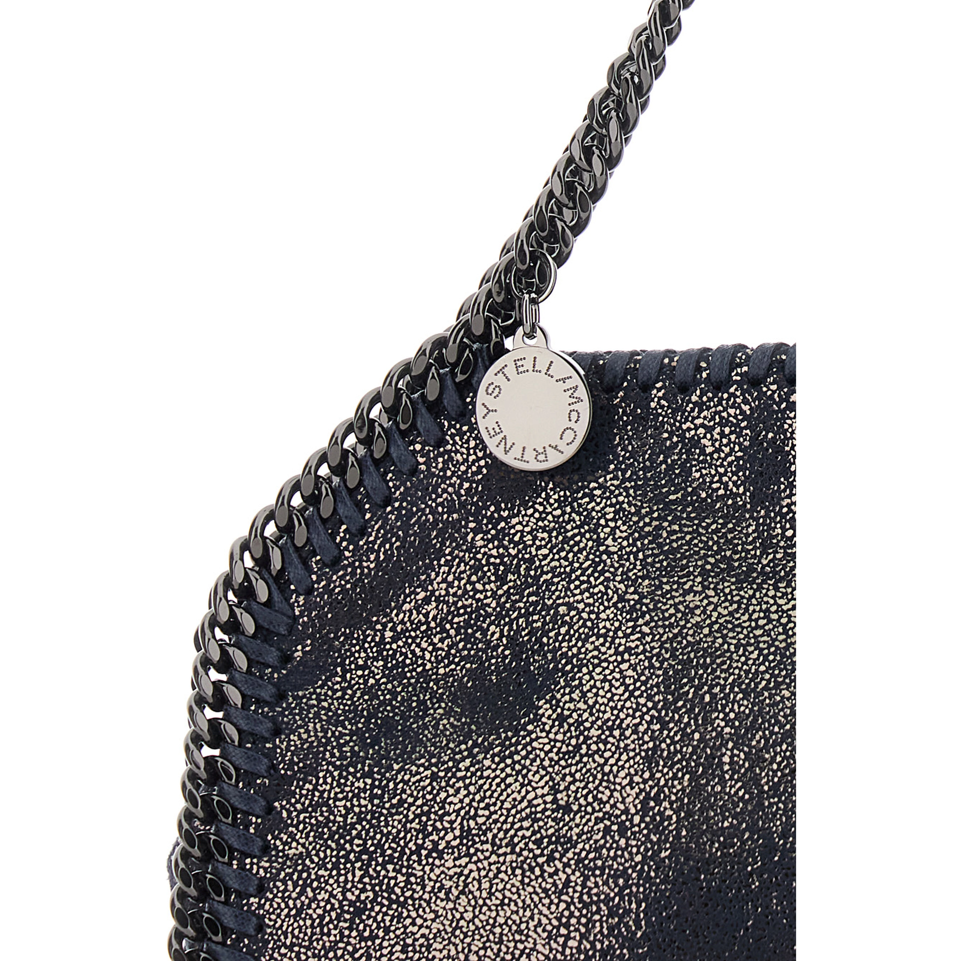 Falabella Tiny Tote Bag with Dark Ruthenium Chain and Blue Ecoleather