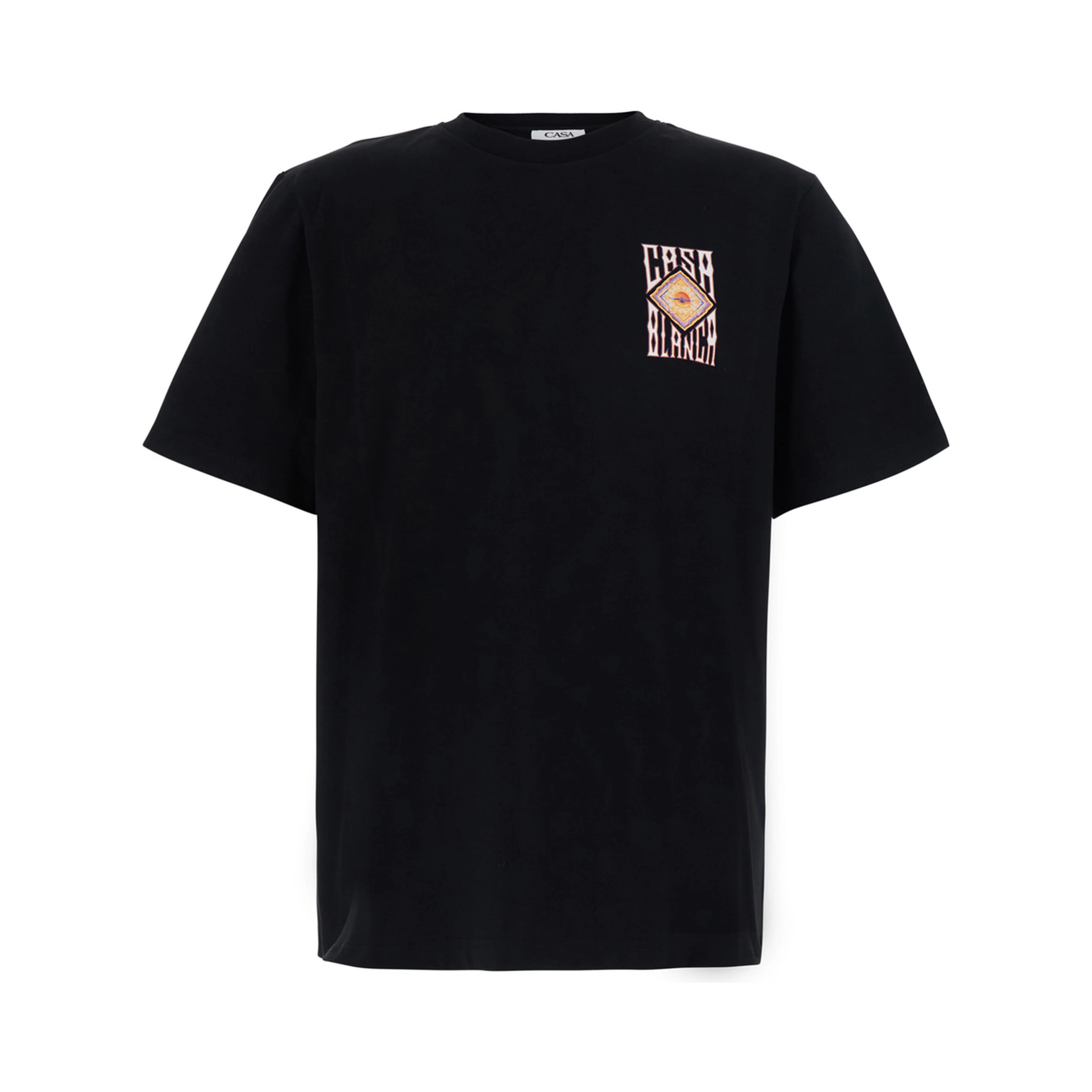 Black Crew neck T-shirt with logo detail on the front and maxi logo on the back in cotton for men