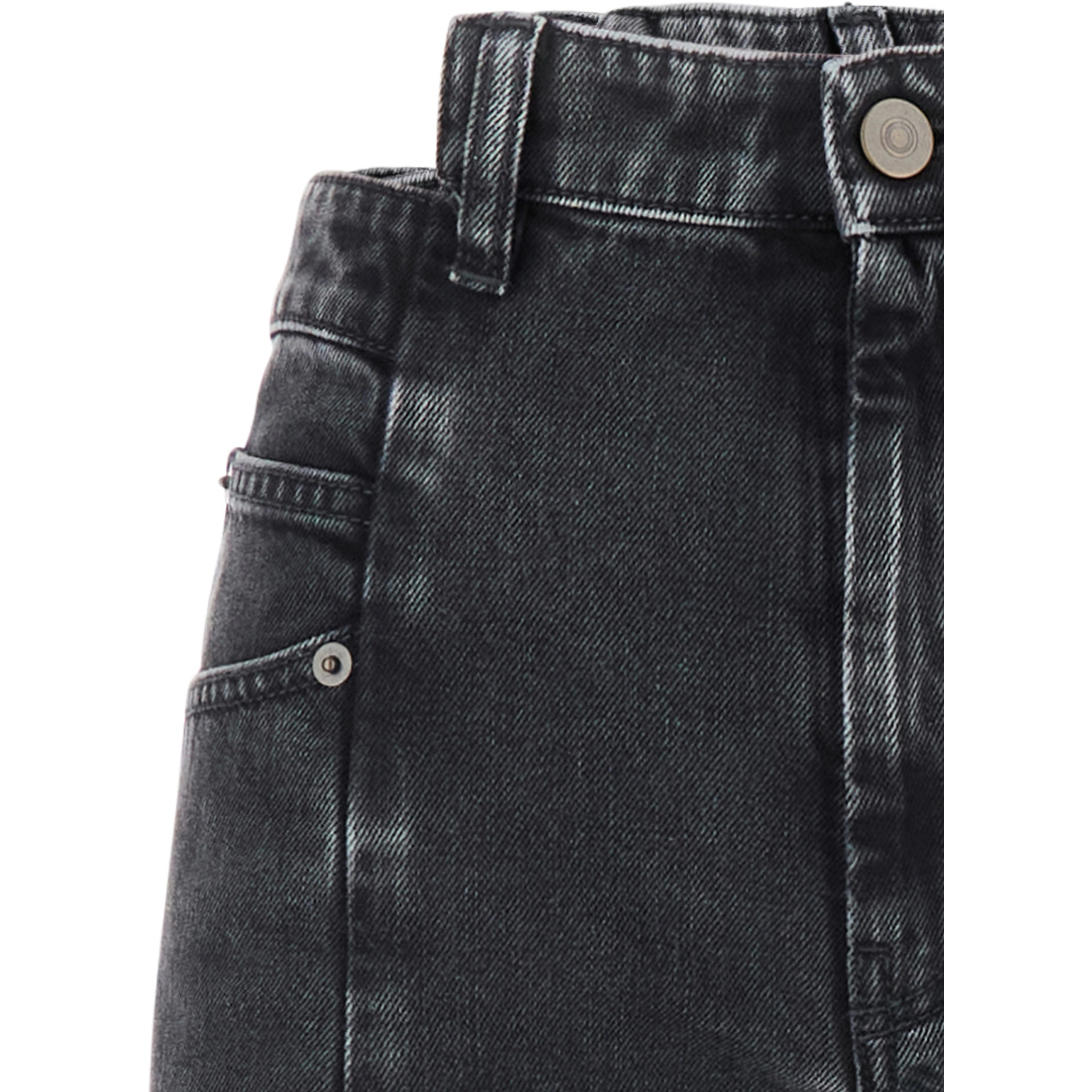 Wide-leg Jeans with Four Stitching Points Logo in Black Denim for Women