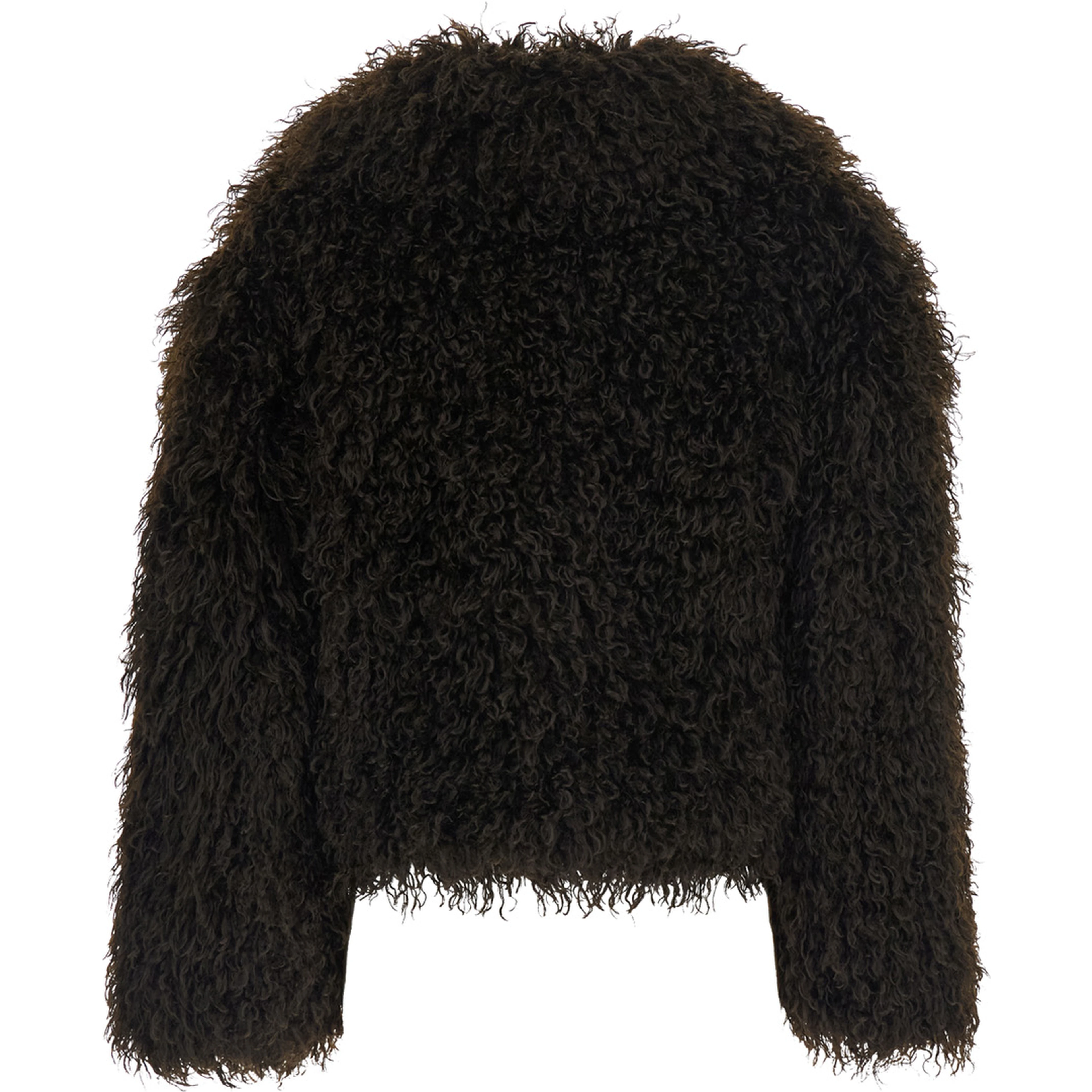 CROP FAUX FUR PEACOT with elegant details in 100% polyester in brown for women