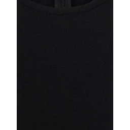 Long dress with v-neck and thin straps in black tech fabric for women