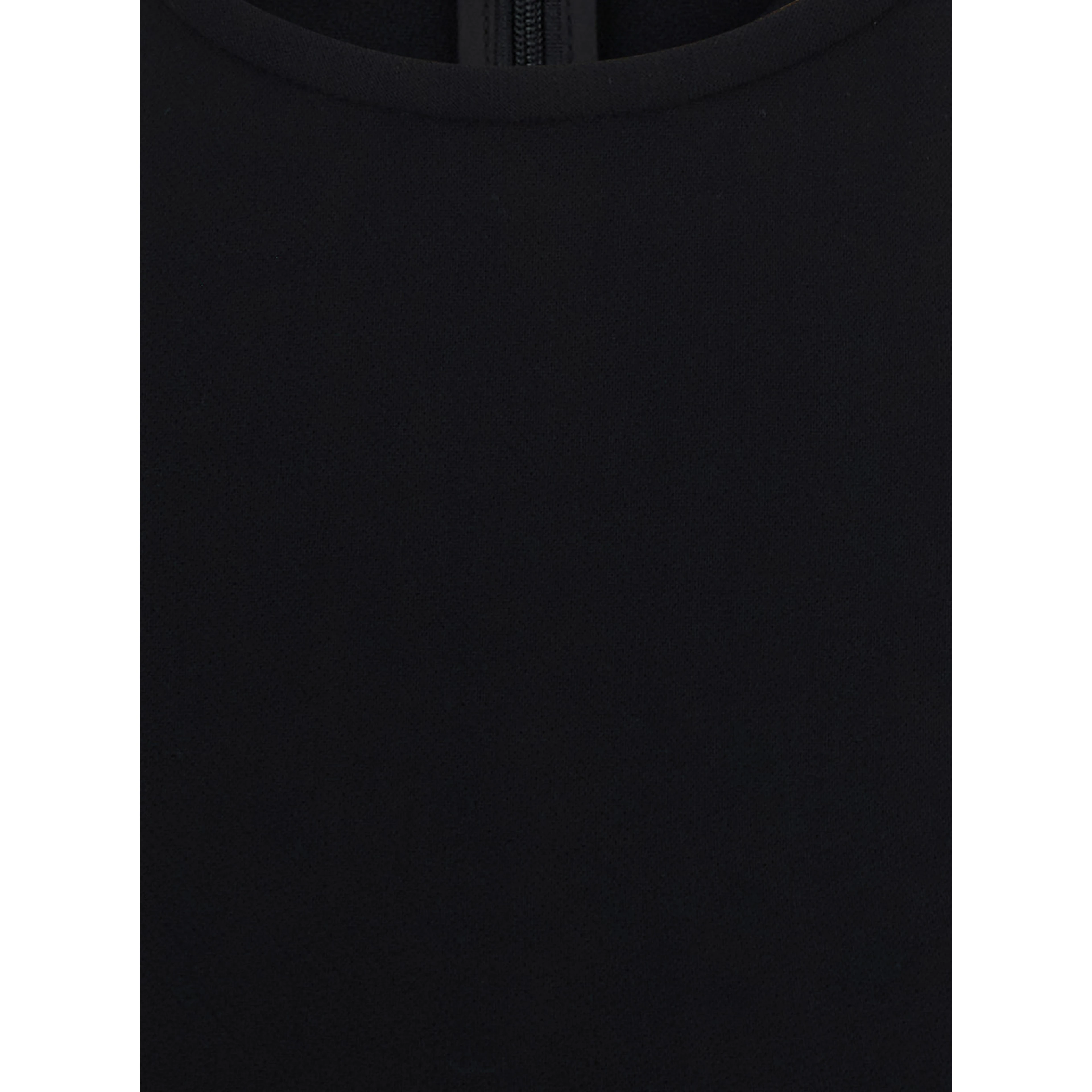 Long dress with v-neck and thin straps in black tech fabric for women