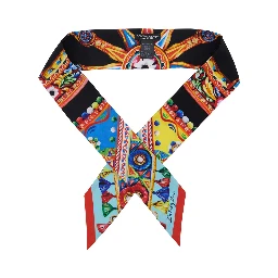 Multicolor Scarf with All-Over Carretto Print in Silk for Women