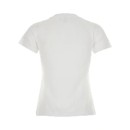 White Round neck T-shirt with maxi print on the front in cotton for women