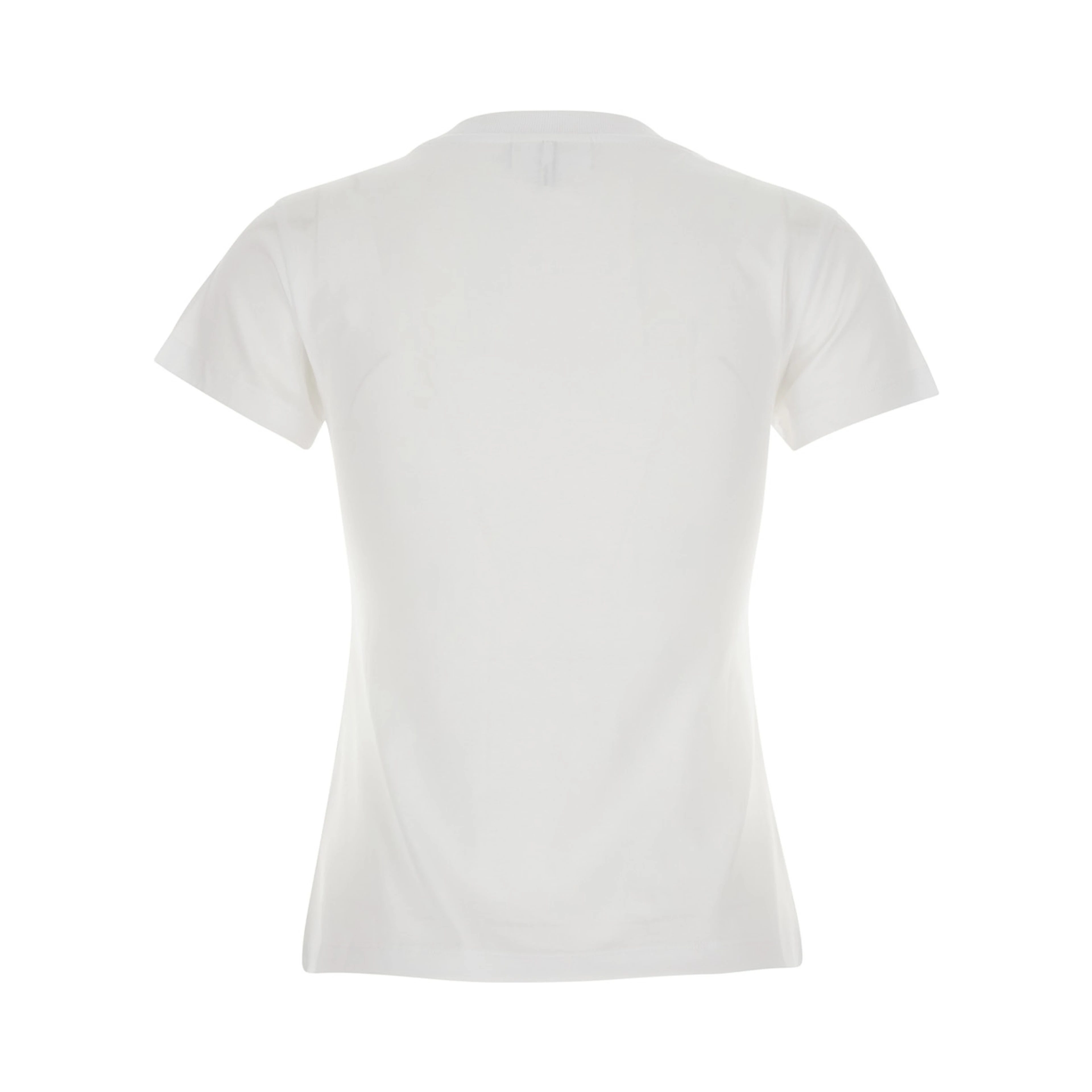 White Round neck T-shirt with maxi print on the front in cotton for women