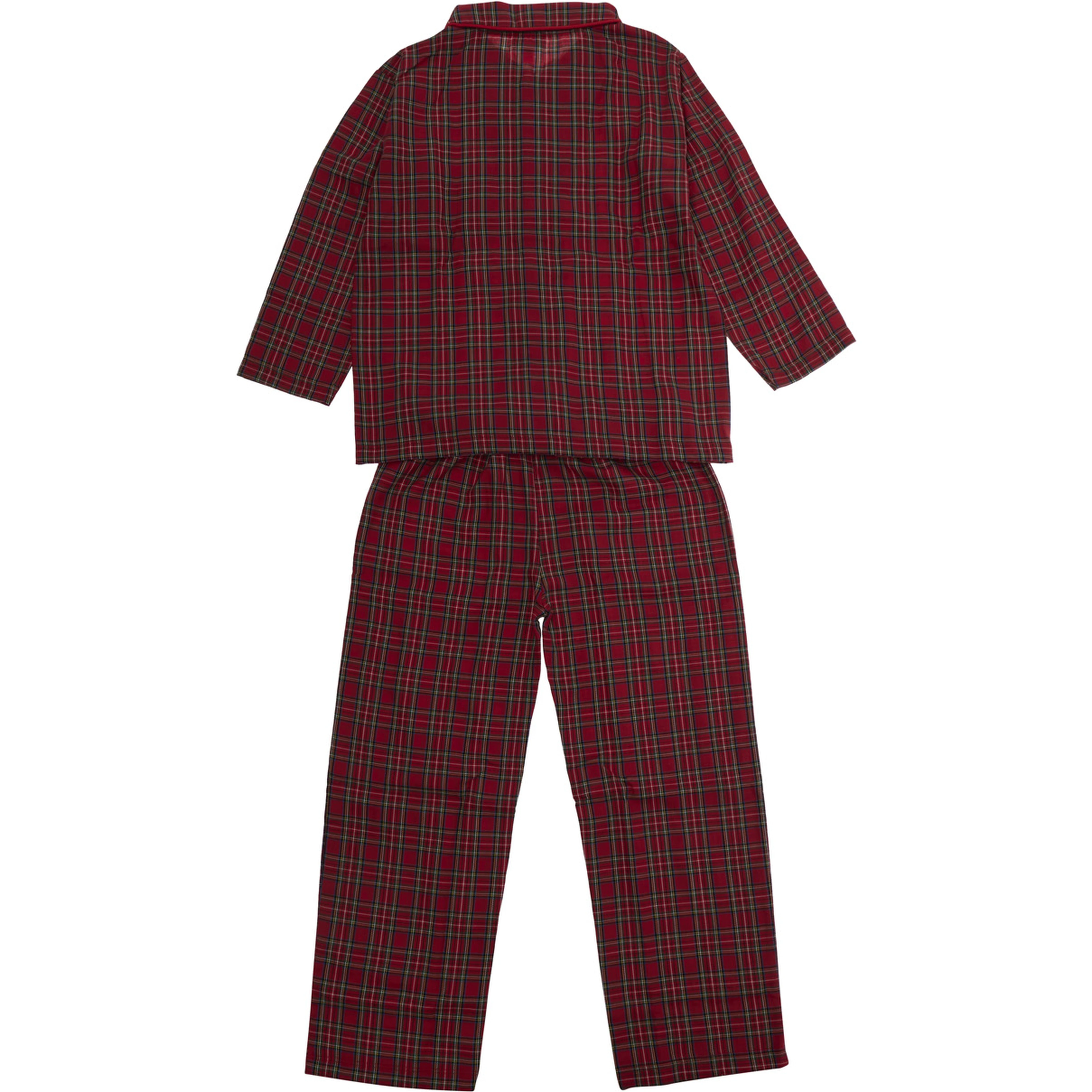 Red plaid unisex pajama with long sleeves and round neck in cotton, color red, unisex