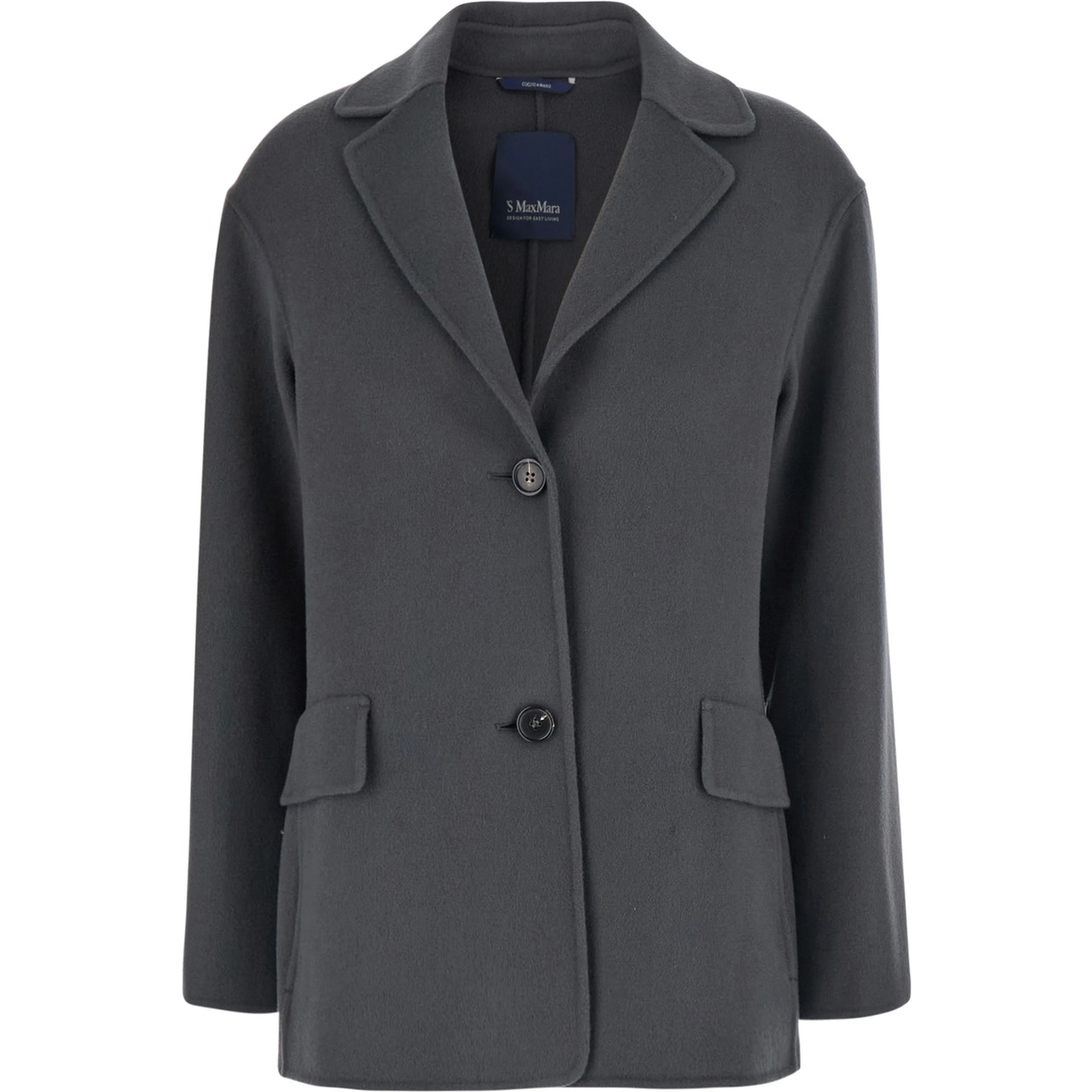 Elfi Grey Single-breasted Jacket with Notched Revers in  Wool for Women