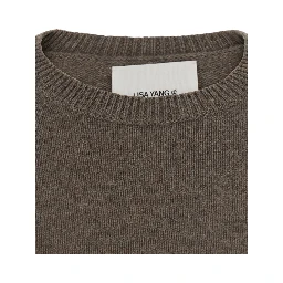 Veira brown Sweater with Dropped shoulders and ribbed details in cashmere women
